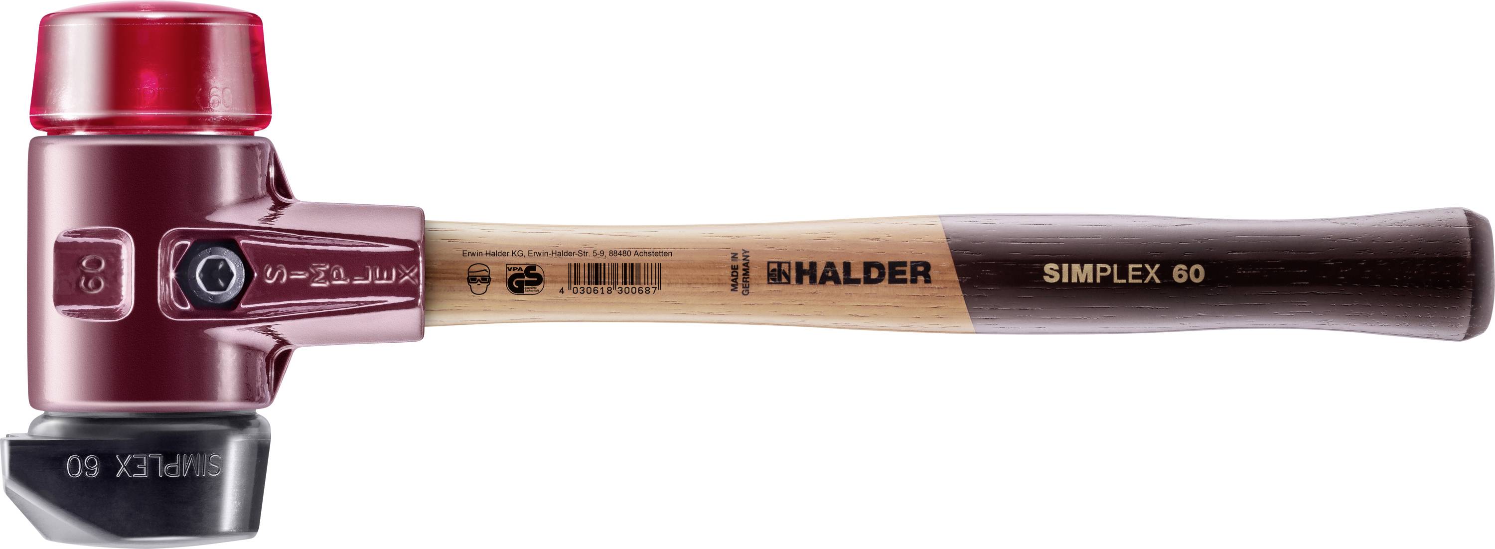 Halder SIMPLEX 3026.260 Marteau à métal Manche ergonomique, dur, mi-dur 1500 g 405 mm 1 pc(s)