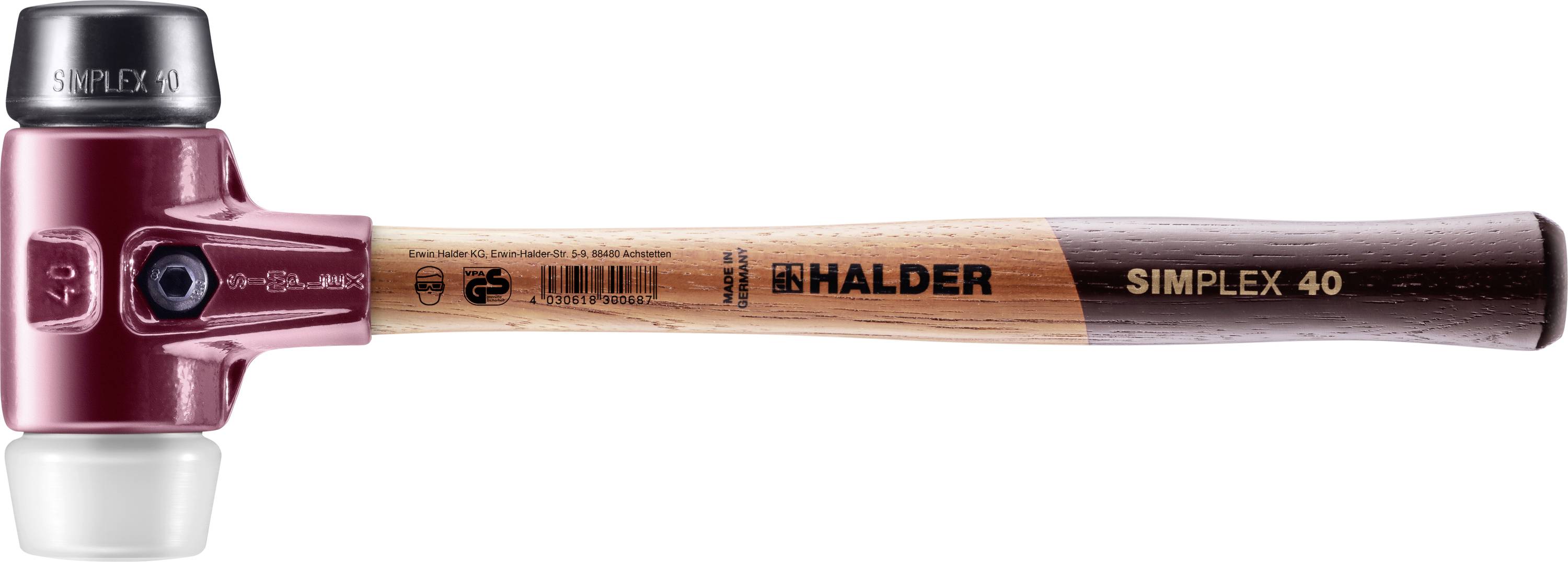 Halder SIMPLEX 3027.040 Marteau à métal Manche ergonomique, mi-dur 635 g 325 mm 1 pc(s)