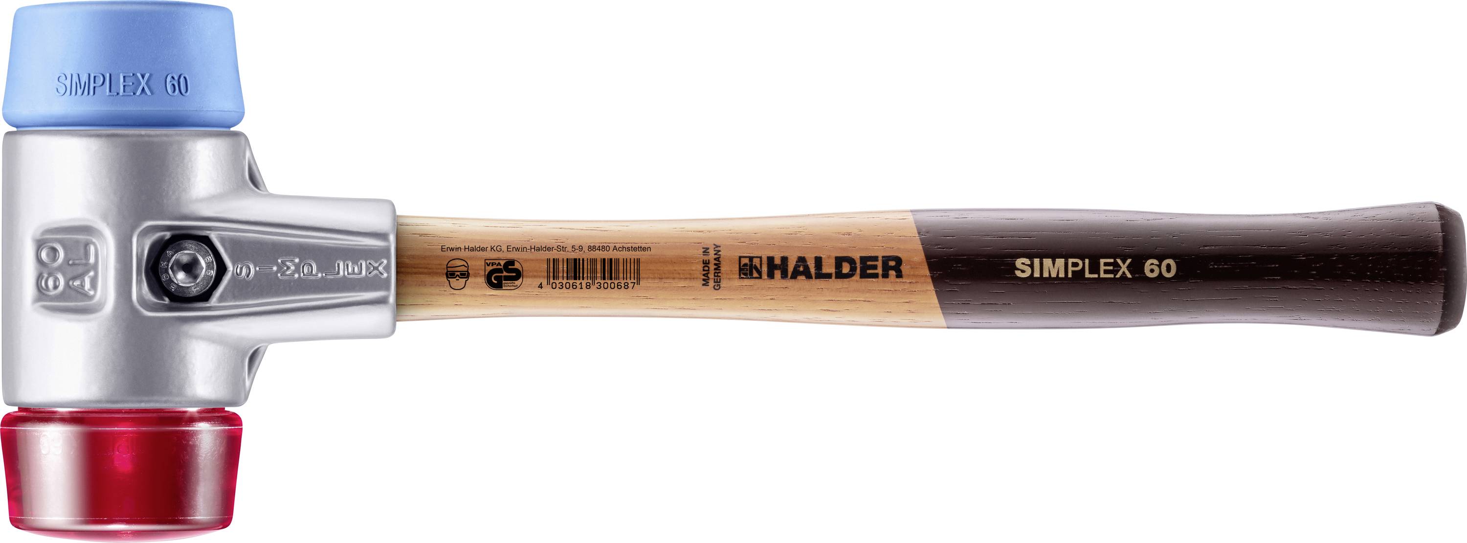 Halder SIMPLEX 3113.060 Marteau à métal Manche ergonomique, mi-dur, souple 850 g 405 mm 1 pc(s)