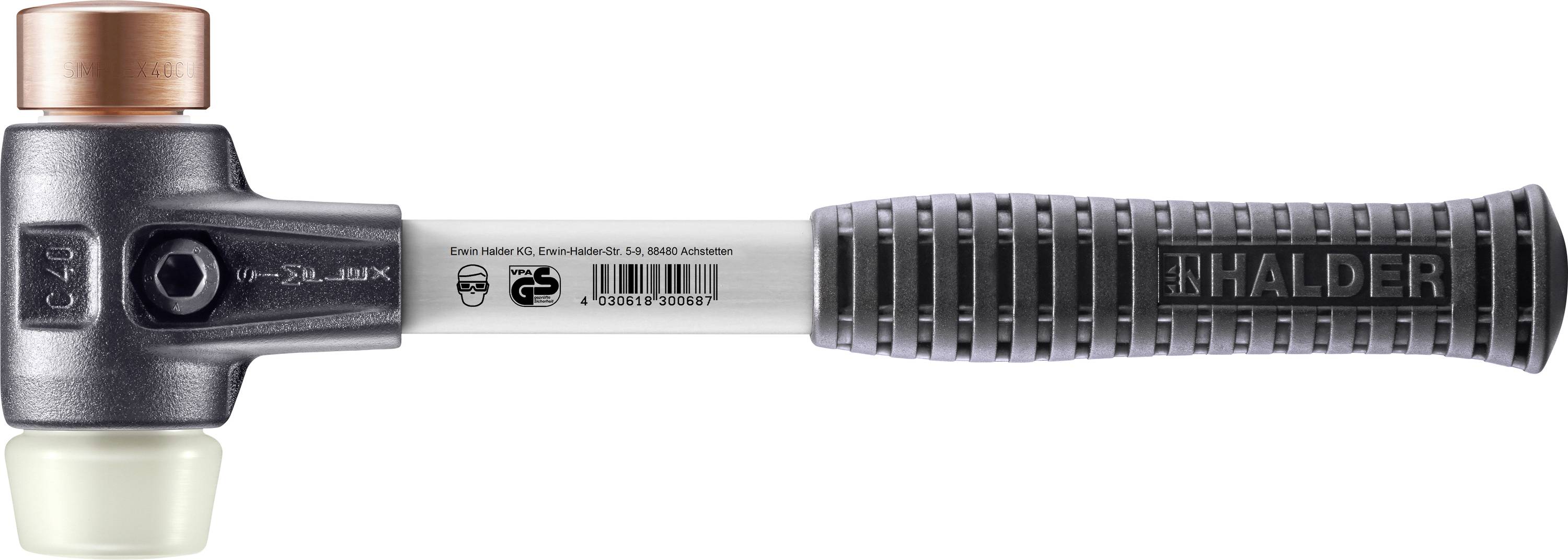 Halder SIMPLEX 3748.040 Marteau à métal dur, Manche ergonomique 1150 g 325 mm 1 pc(s)