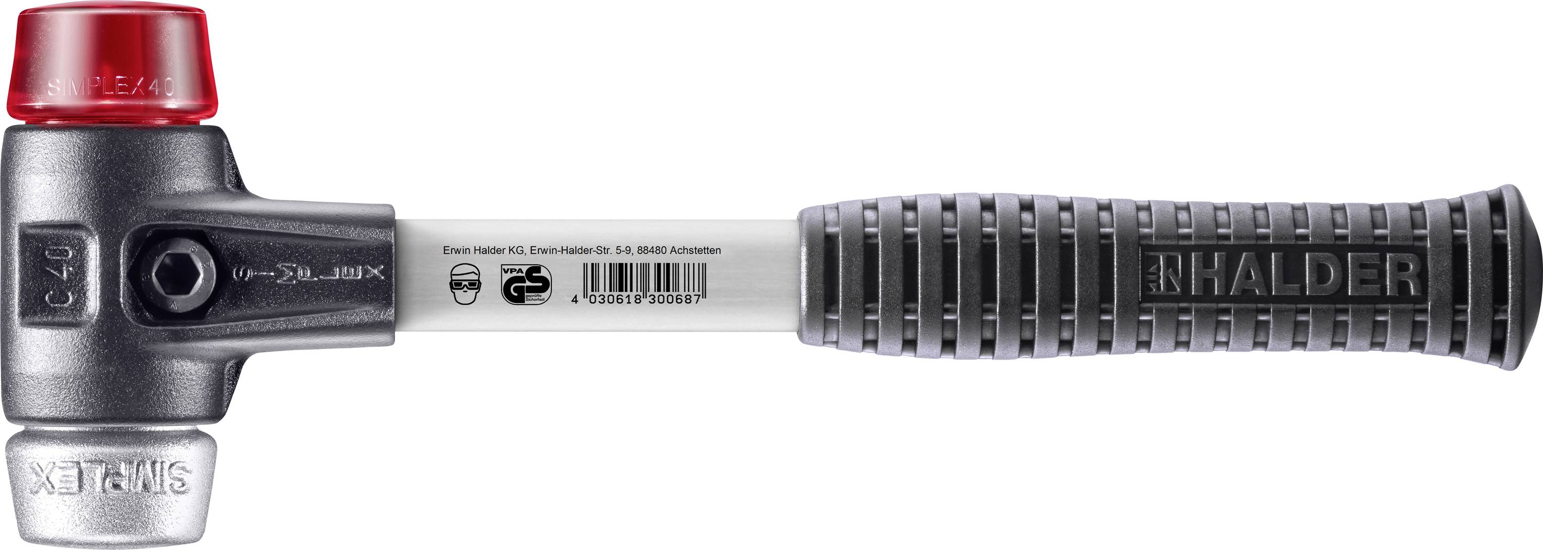 Halder SIMPLEX 3749.040 Marteau à métal dur, Manche ergonomique 1195 g 325 mm 1 pc(s)