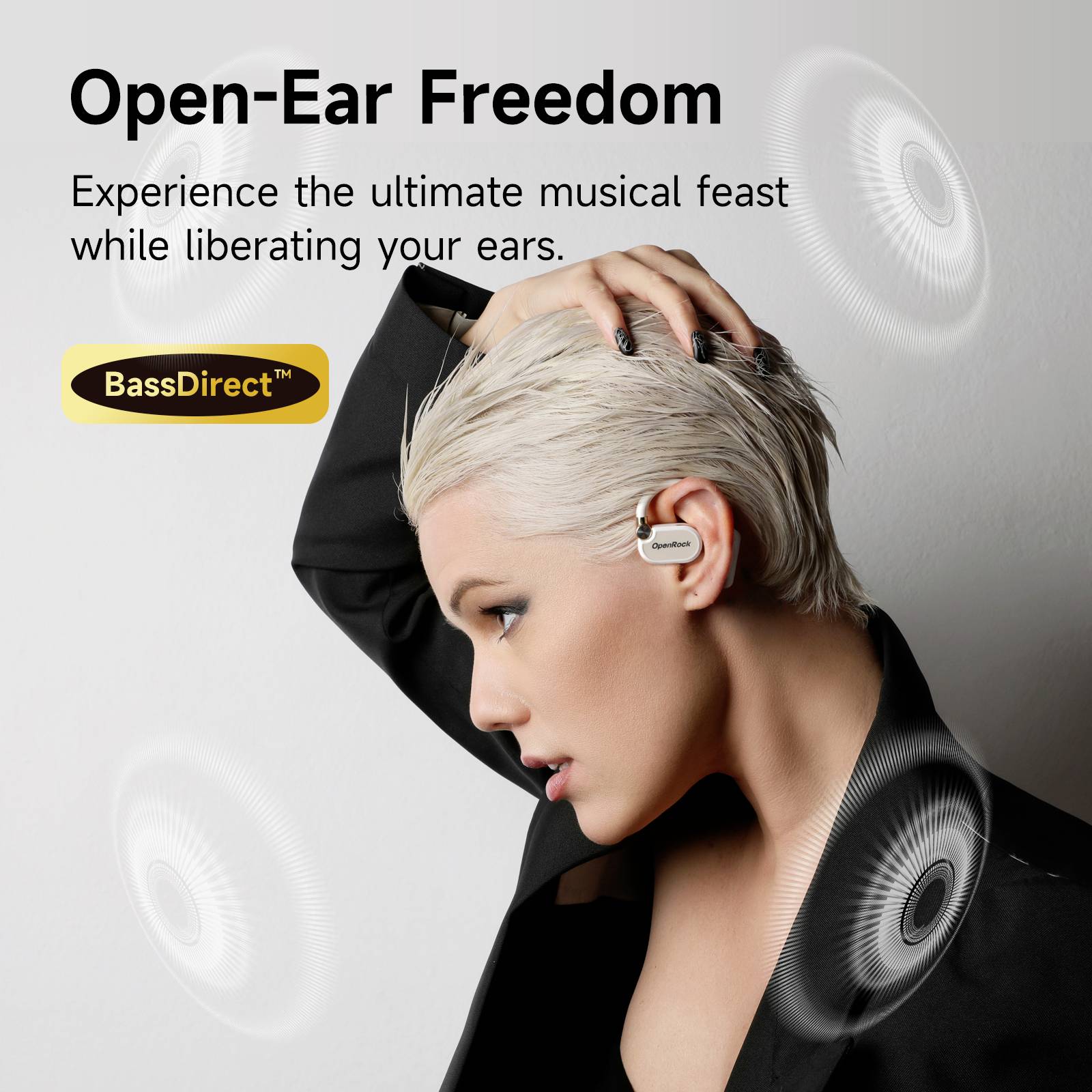 OneOdio OpenRock X White Écouteurs intra-auriculaires Bluetooth Stereo blanc pour le sport