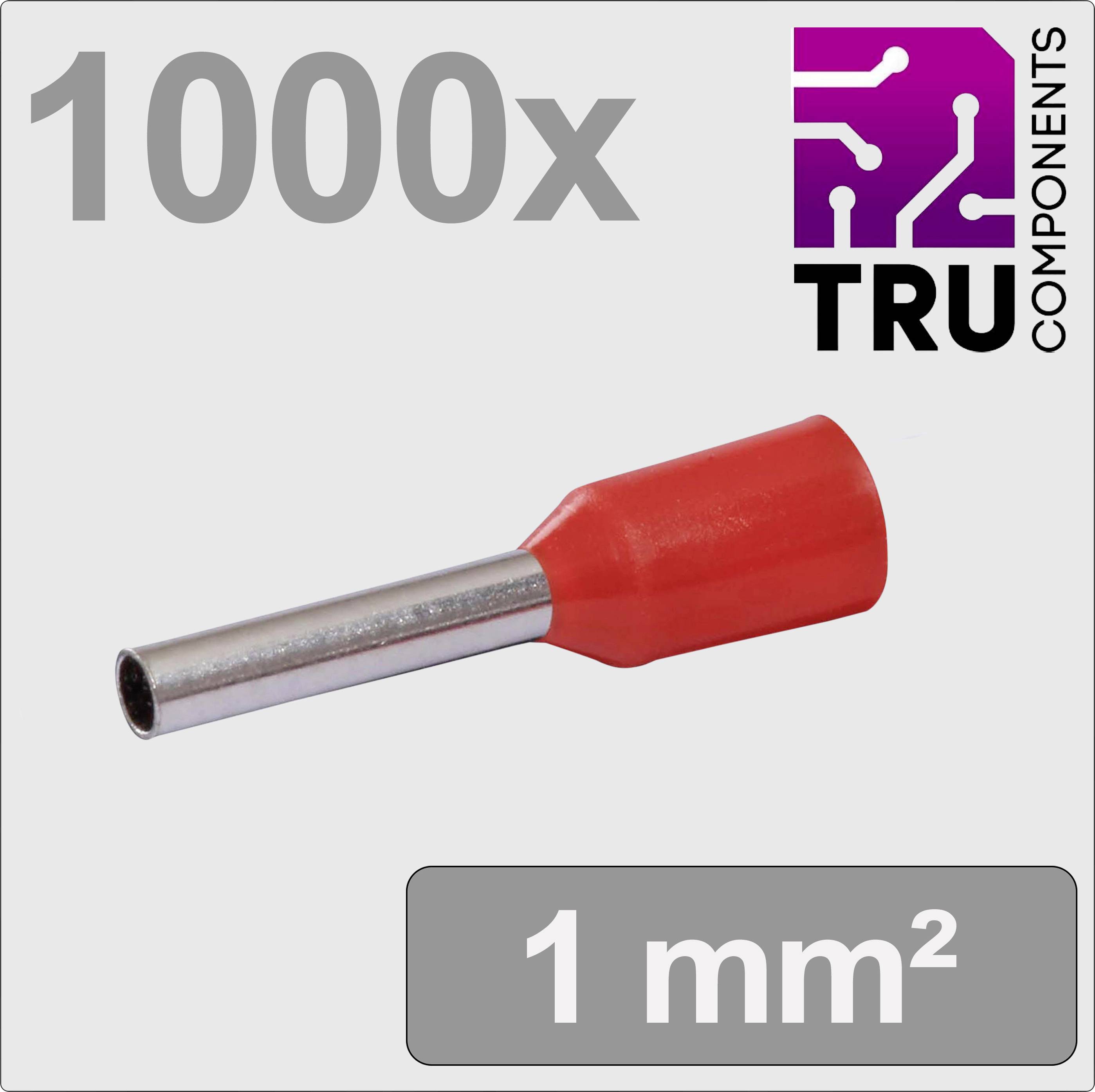 TRU COMPONENTS TC-13377200 Embout simple d'extrémité de câble 1 mm² partiellement isolé rouge 1000 pc(s)