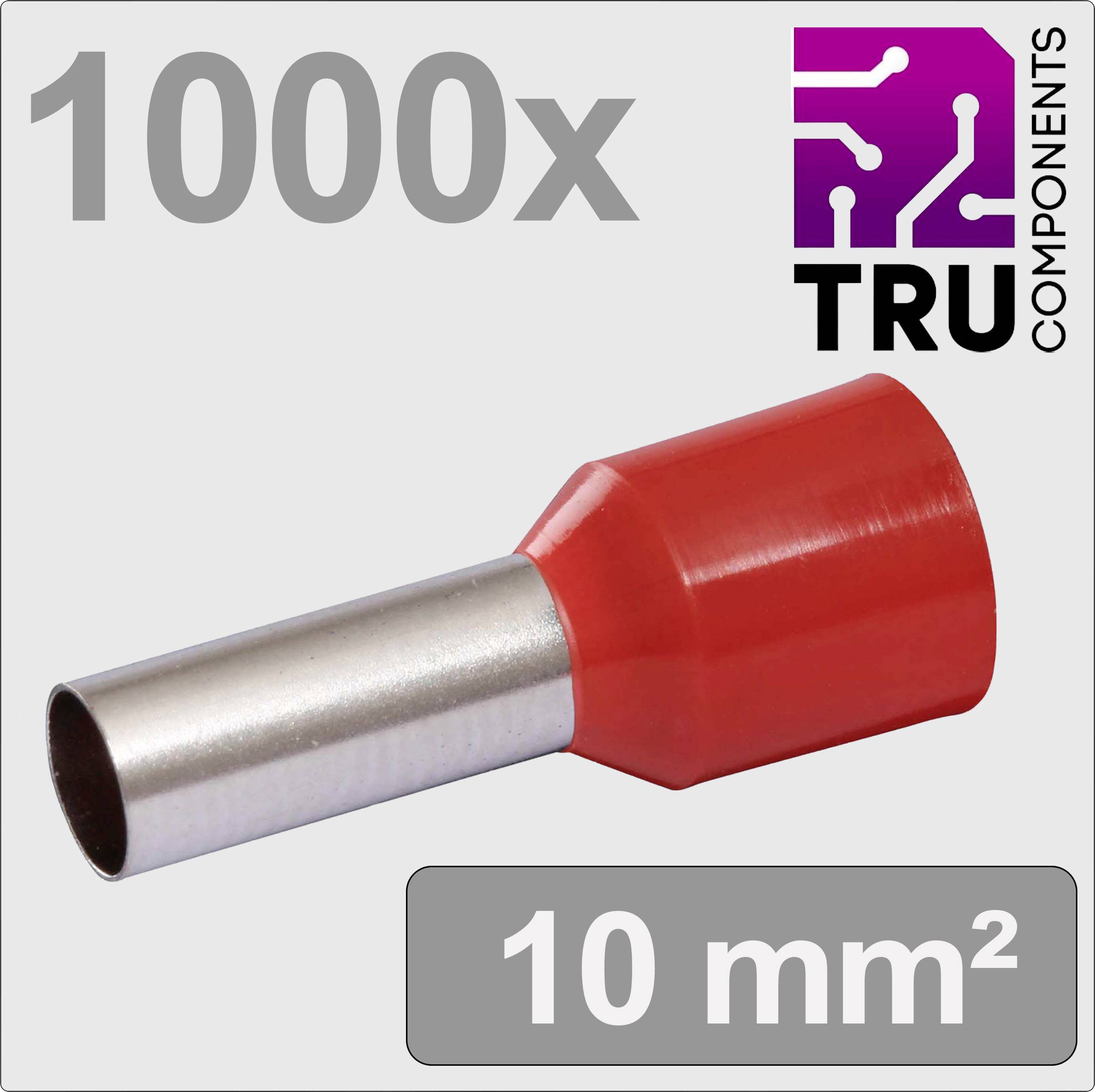 TRU COMPONENTS TC-13377220 Embout simple d'extrémité de câble 10 mm² partiellement isolé rouge 1000 pc(s)