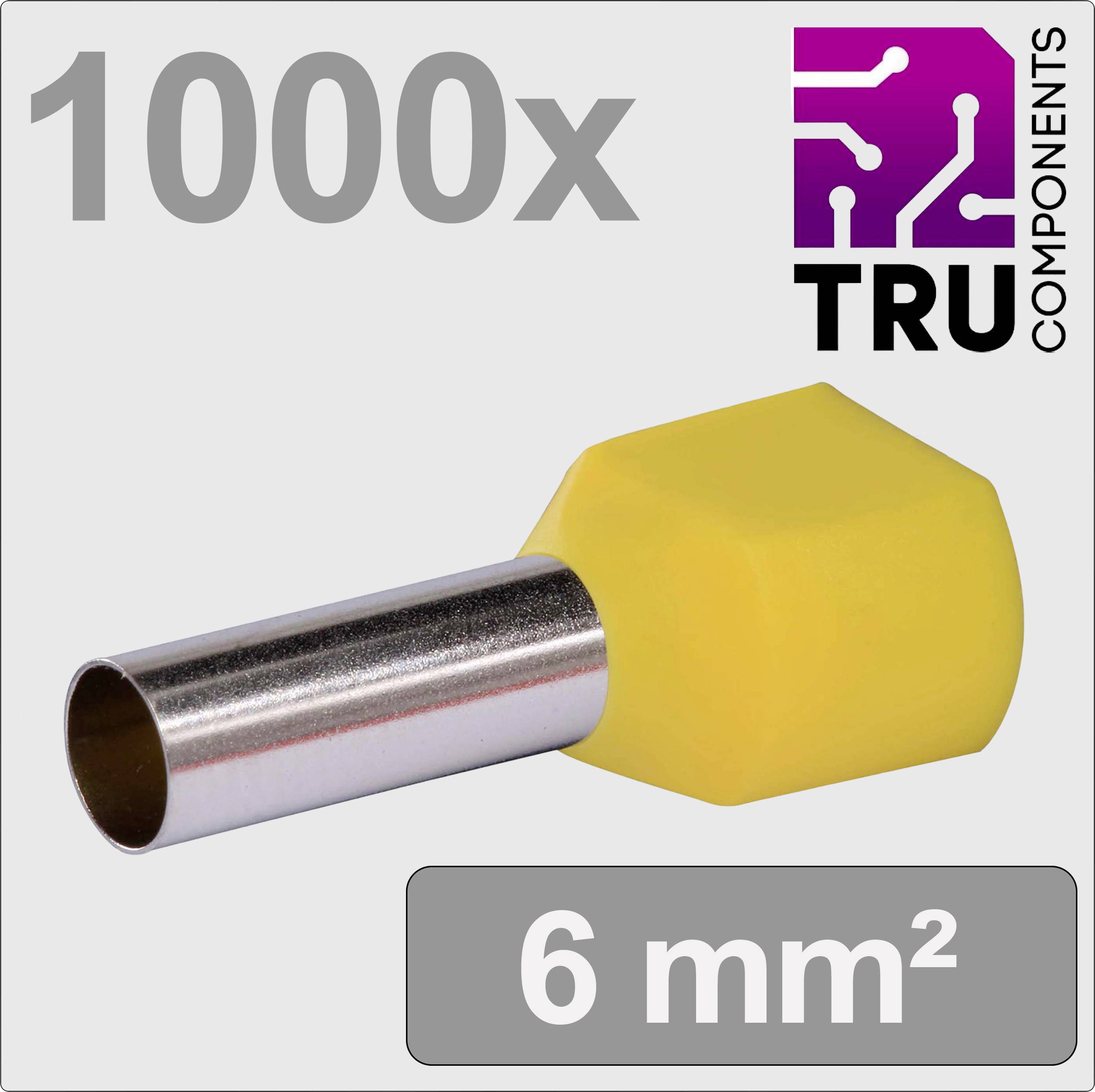 1000x TRU COMPONENTS Embout de câble, jaune, pour section de 6 mm². Cylindre métallique avec collerette isolante en PVC jaune.