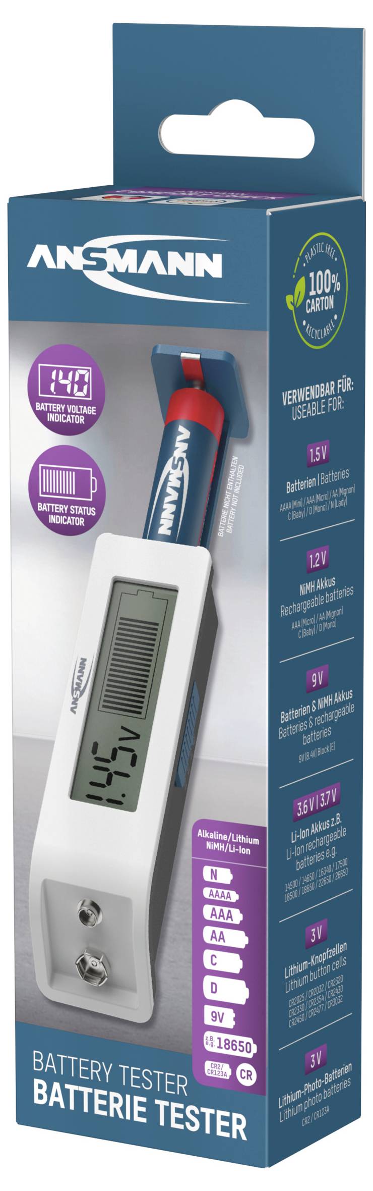 Ansmann Testeur de piles Comfort Check 1900-0110