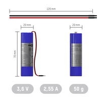 Ansmann Pile rechargeable spéciale 18650 avec câble Li-Ion 3.6 V 2550 mAh 1 pc(s) Ansmann Pile rechargeable spéciale 18650 avec câble Li-Ion 3.6 V 2550 mAh 1 pc(s)