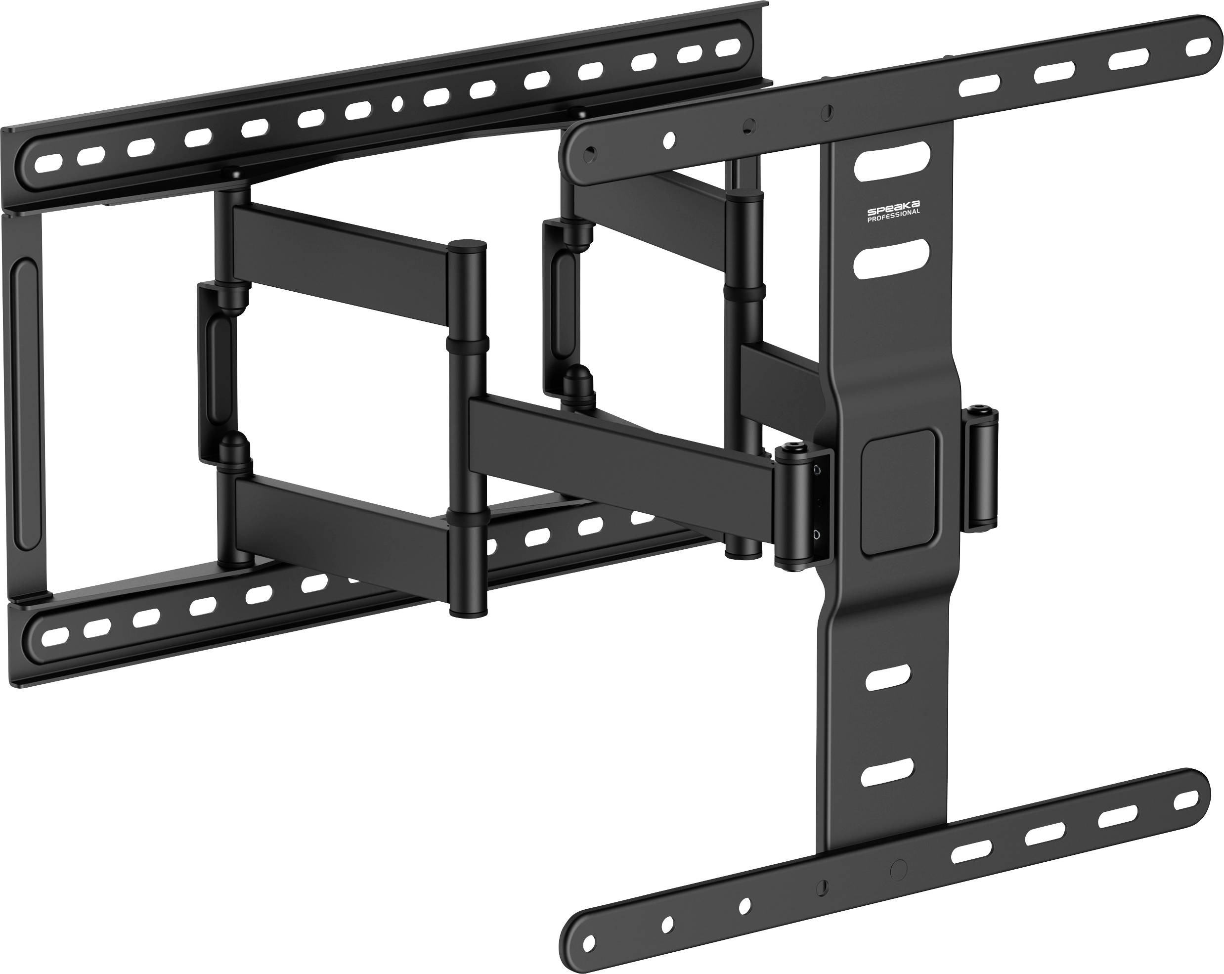 Support mural pour TV avec bras articulé rotatif, noir, en métal, adapté aux grands téléviseurs à écran plat. Idéal pour une position de visionnage flexible.