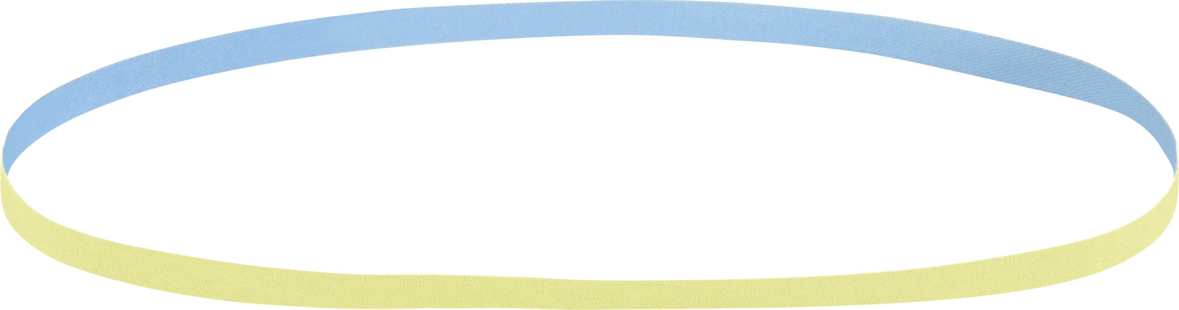 Un simple anneau de ruban de Möbius bleu et jaune montre un chemin sans fin sans endroit ni envers.