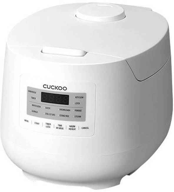 Cuckoo CR-0641F Cuiseur à riz blanc revêtement anti-adhésif, avec verre doseur, fonction cuiseur de riz