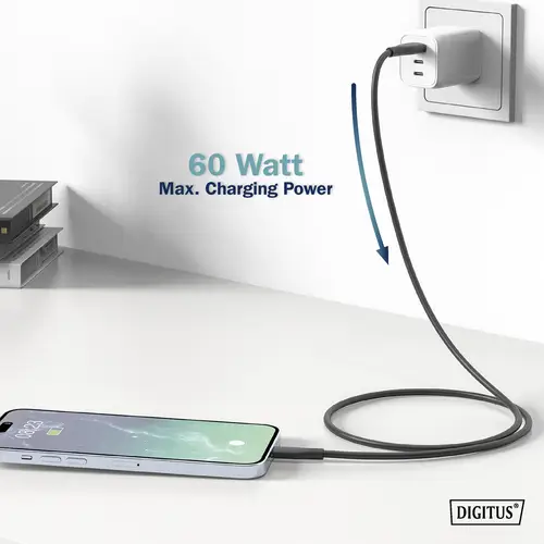 Digitus Câble USB USB 2.0 USB-A mâle, USB-C® mâle 1.00 m noir flexible, très flexible, avec USB, silicone, excellente tenue au Digitus Câble USB USB 2.0 USB-A mâle, USB-C® mâle 1.00 m noir flexible, très flexible, avec USB, silicone, excellente tenue au