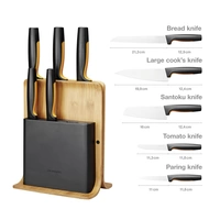 Fiskars 1057552 Bloc de lames de forme fonctionnelle avec 5 couteaux, bambou Fiskars 1057552 Bloc de lames de forme fonctionnelle avec 5 couteaux, bambou