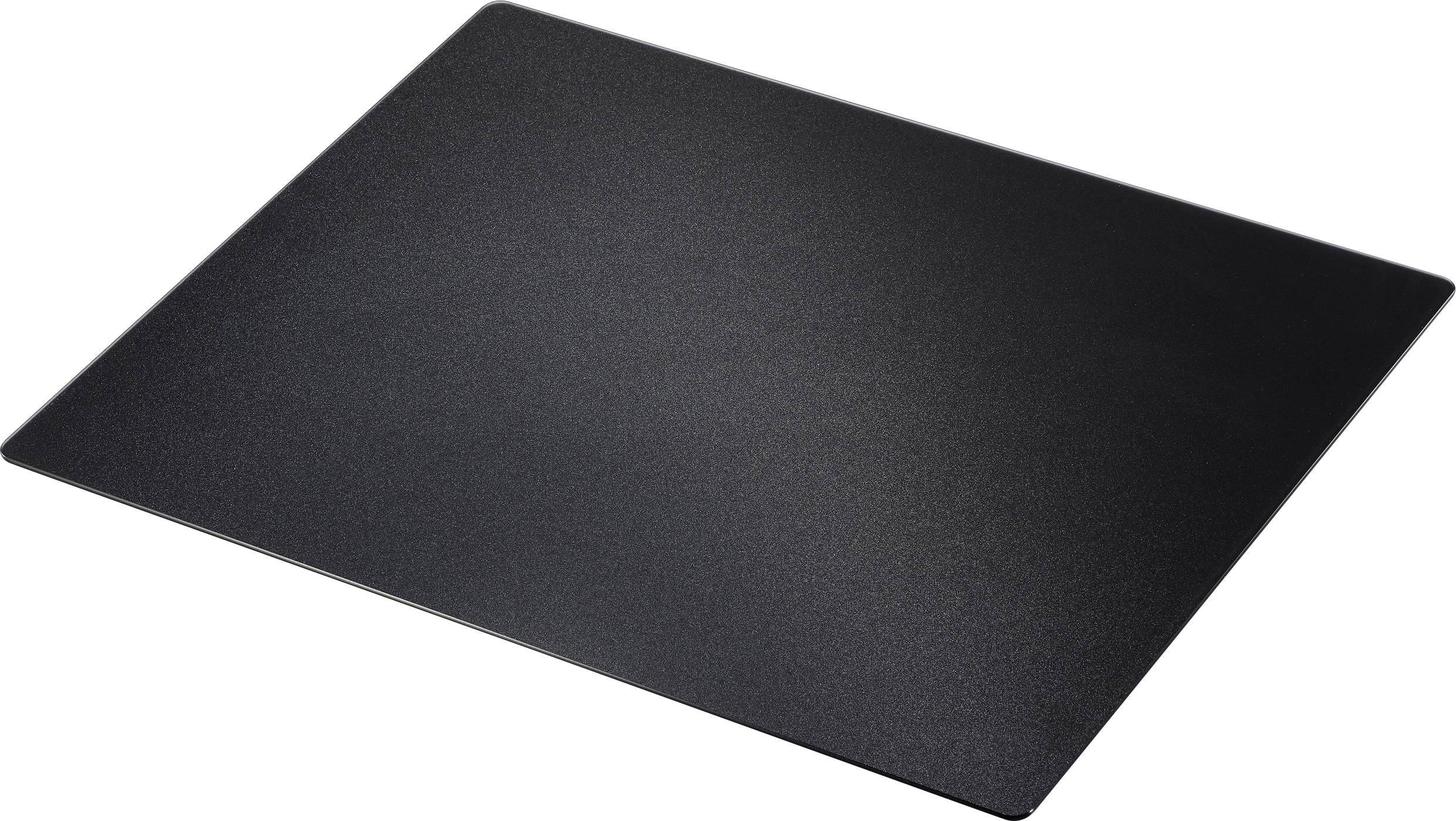 Un tapis de cuisson anti-adhésif noir et rectangulaire, servant de surface réutilisable pour la cuisson au four.