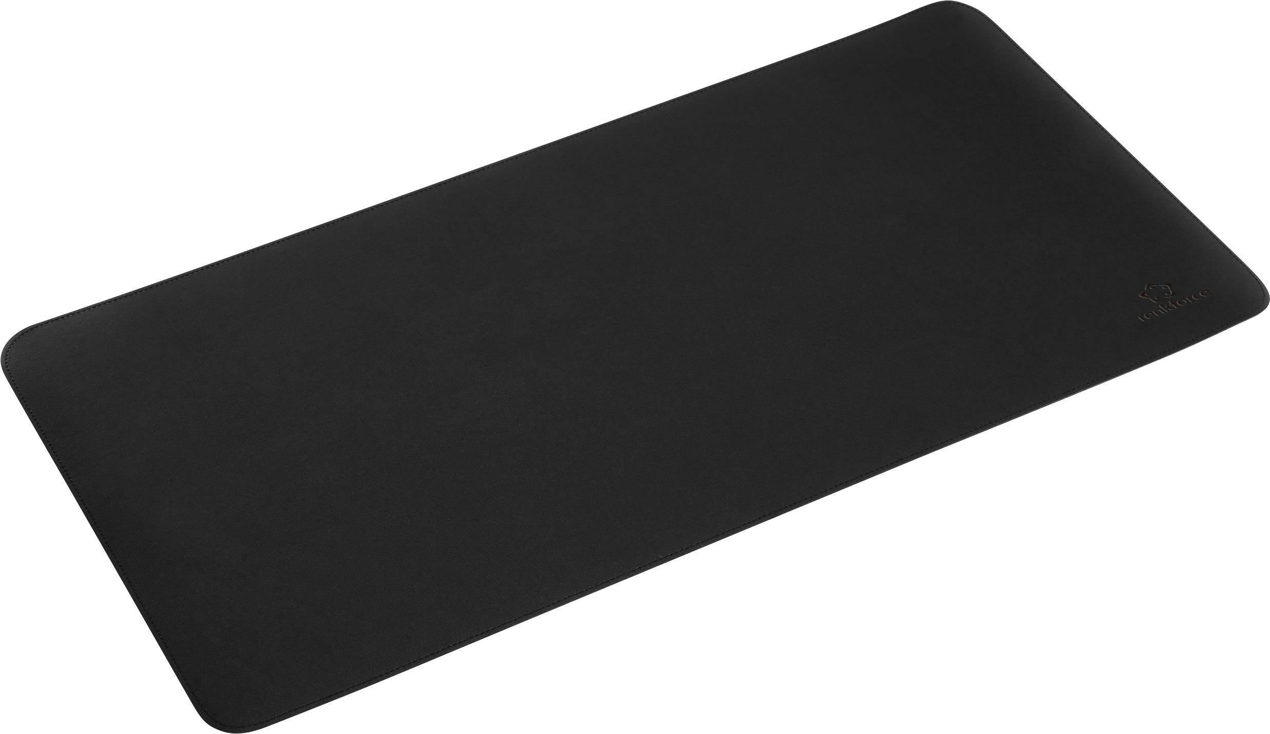 Un sous-main rectangulaire noir, lisse et sobre dans son design.