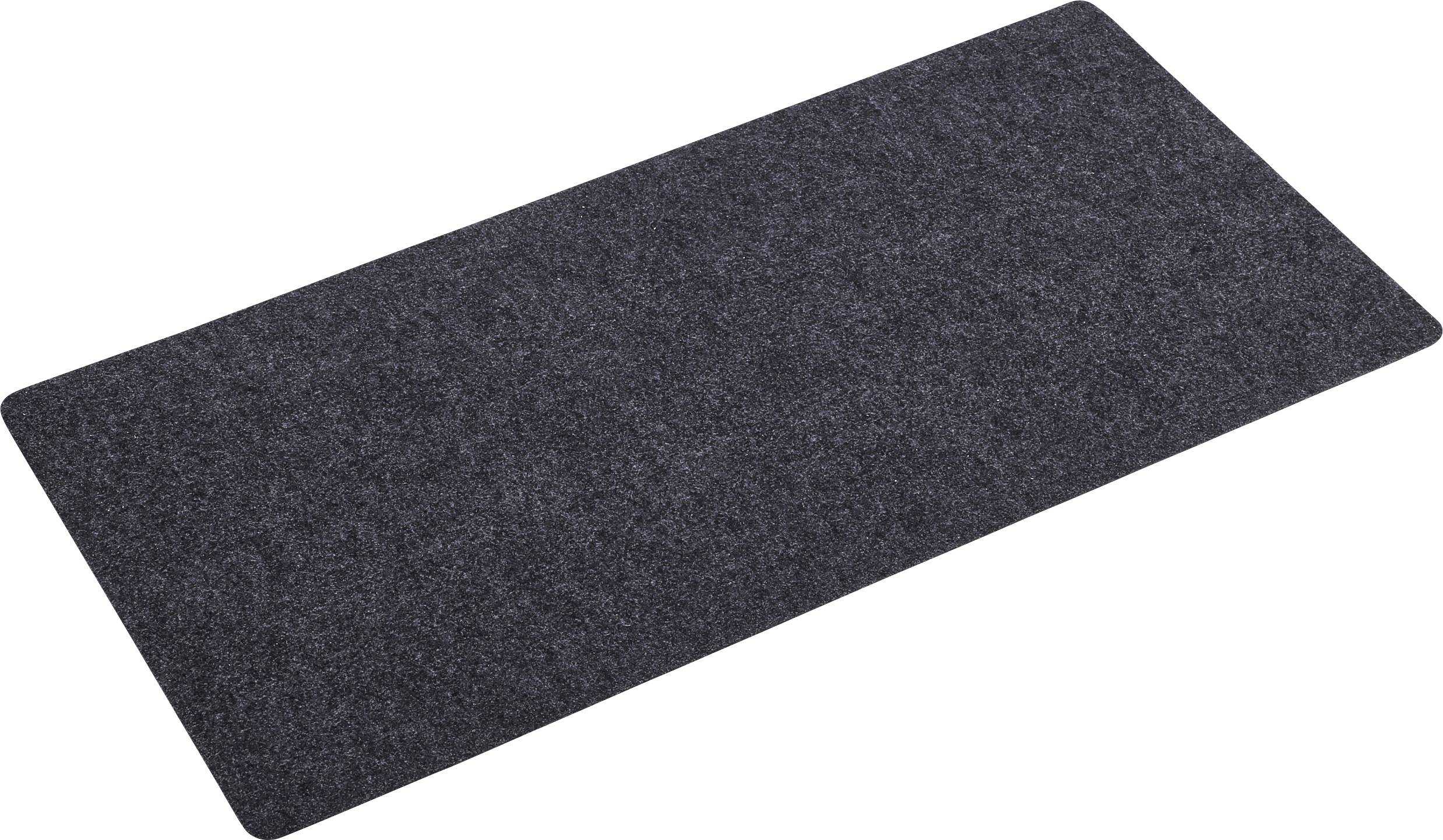 Tapis d'entrée rectangulaire gris foncé, fabriqué dans un matériau robuste. Convient pour une utilisation en intérieur comme en extérieur.