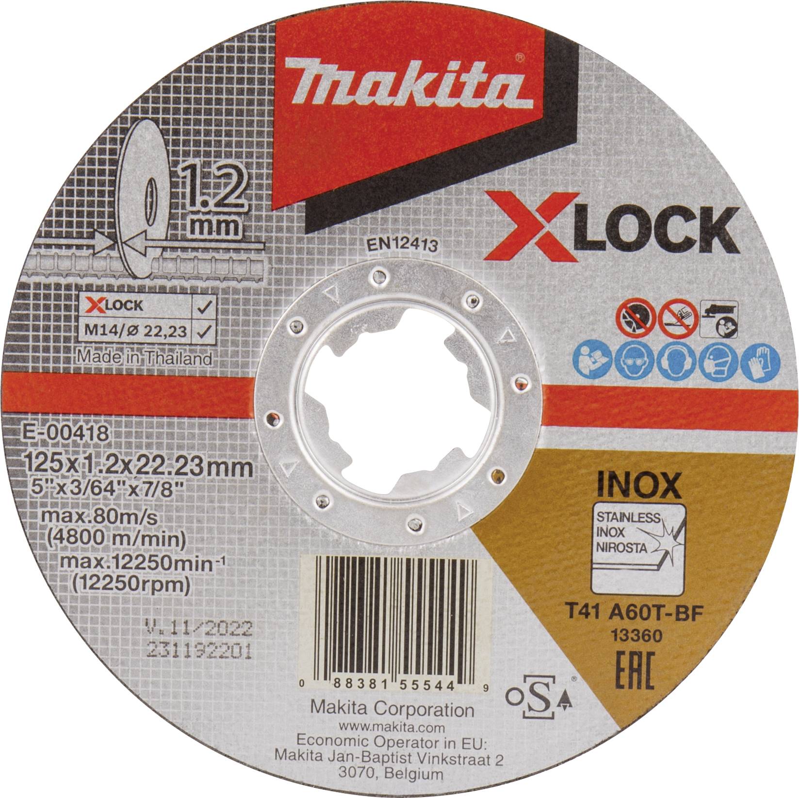Makita E-00418 Disque à tronçonner 125 mm acier inoxydable