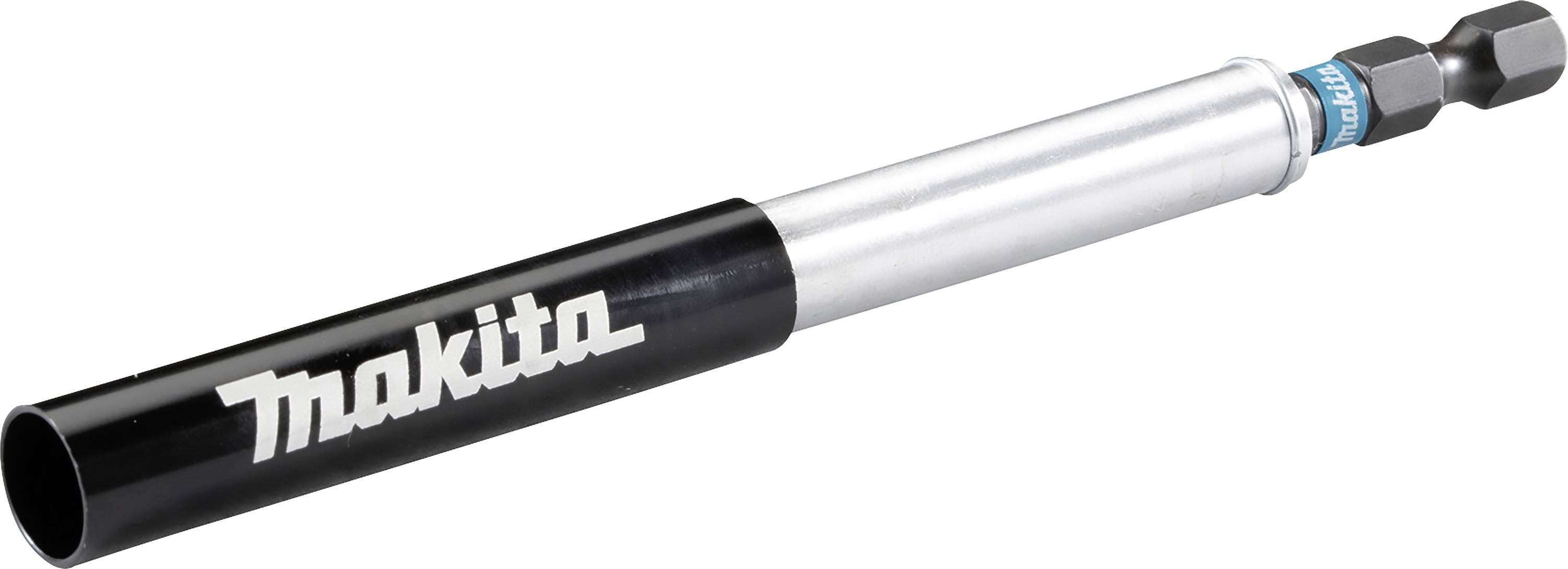 Un prolongateur de foret noir et argenté avec le logo 'Makita' sur le manche.