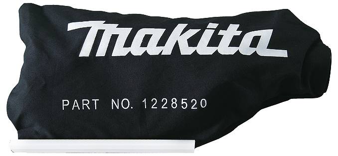 Sac à poussière noir avec logo blanc 'Makita' et le numéro de pièce 1228520, adapté pour aspirateurs ou outils de collecte de poussière.