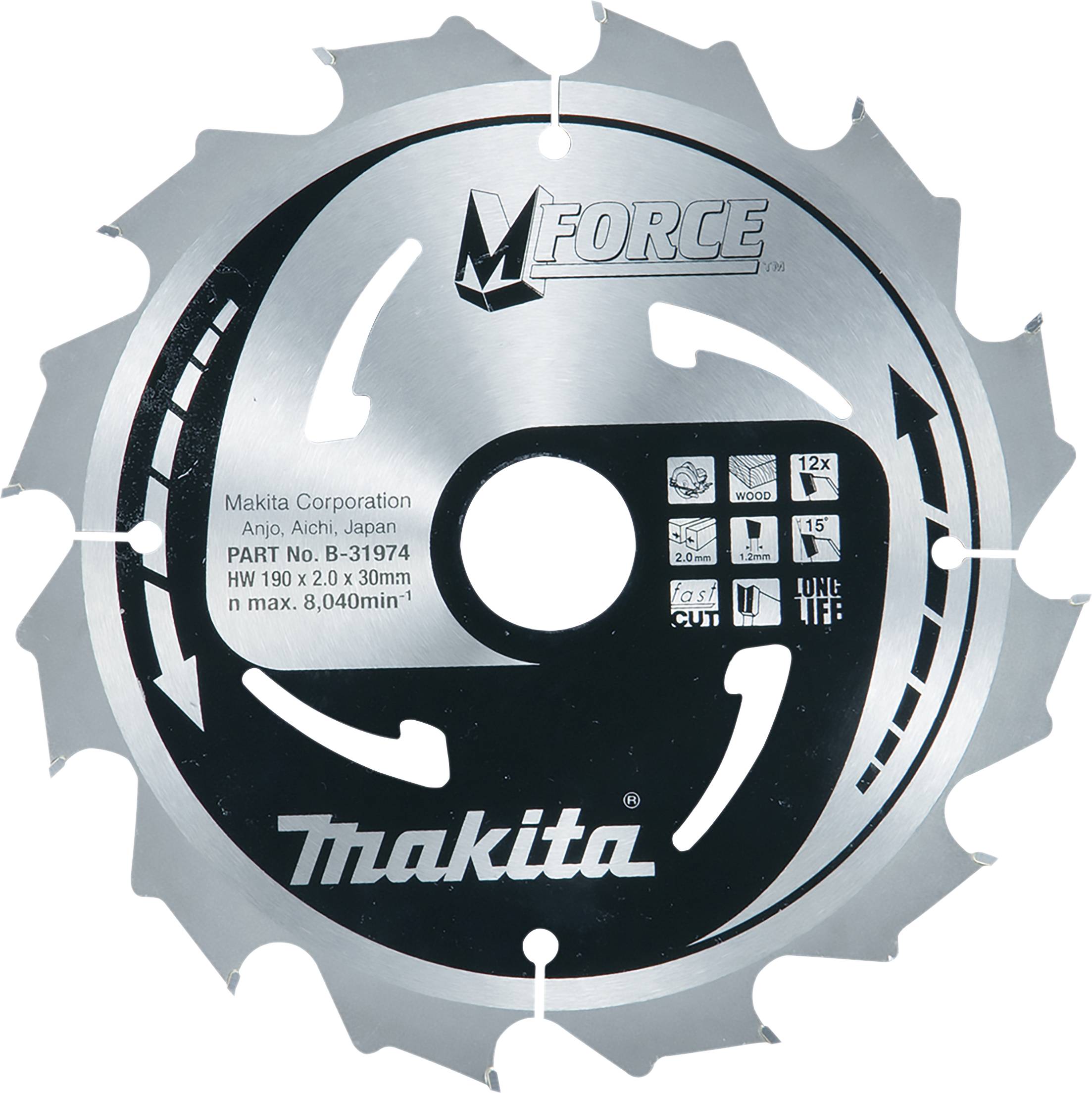 Makita B-31974 Lame de scie circulaire 190 x 30, 20, 15.88 x 1.2 mm Nombre de dents: 12 1 pc(s)