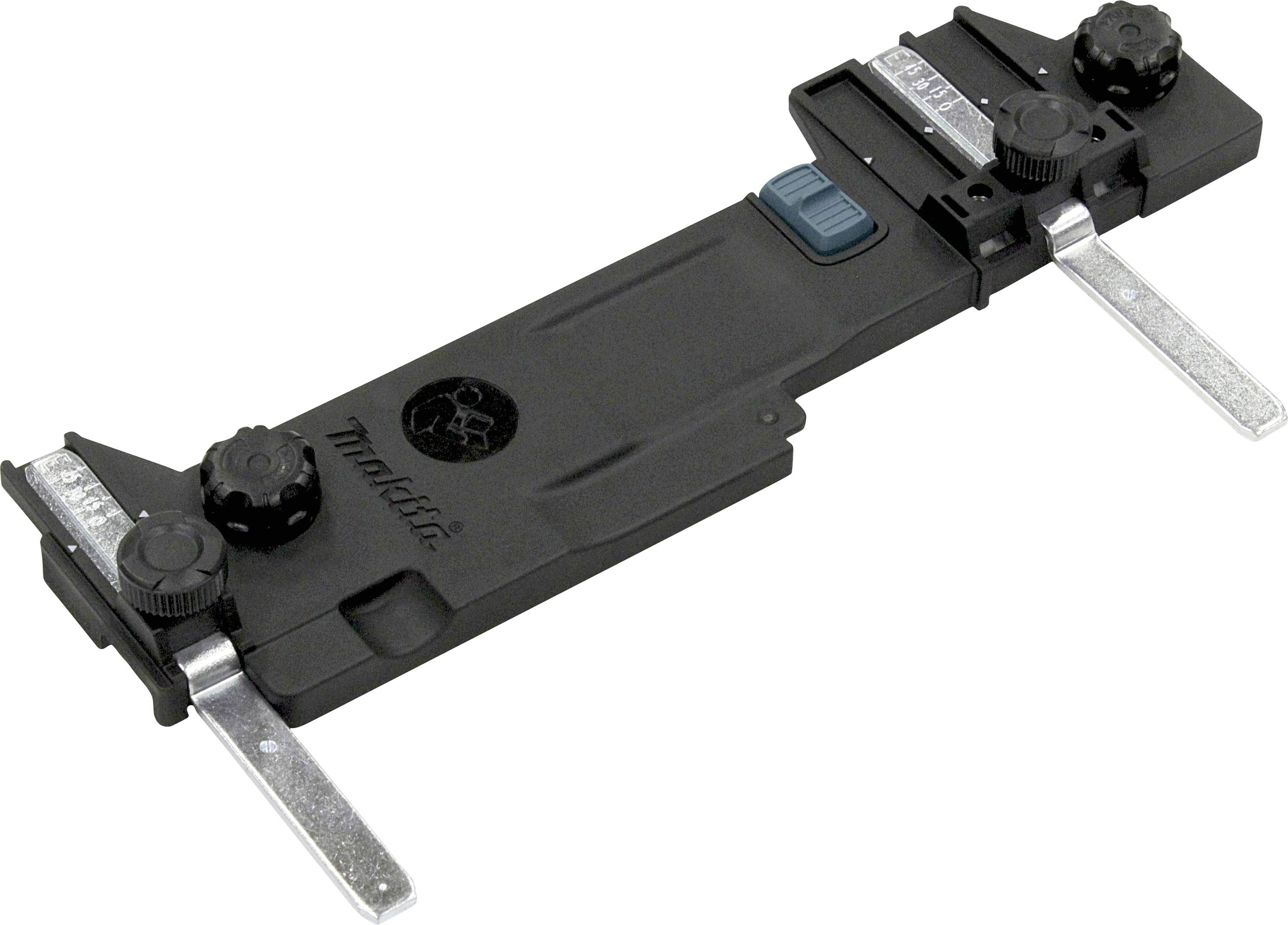 Un outil noir pour le perçage précis, équipé de coulisseaux ajustables et d'une échelle de mesure. Le nom de la marque est visible sur l'instrument.