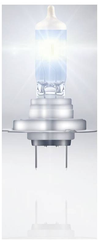 Une lampe halogène brillamment illuminée avec un filament visible, montrant une forte émission lumineuse, sur un fond blanc.