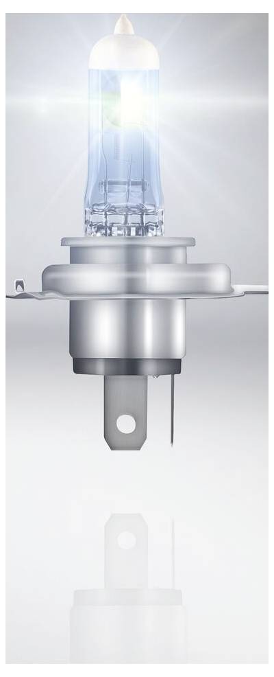 Une lampe halogène lumineuse avec une teinte bleue sur un fond blanc, représentant la luminosité et la technologie d'éclairage moderne.