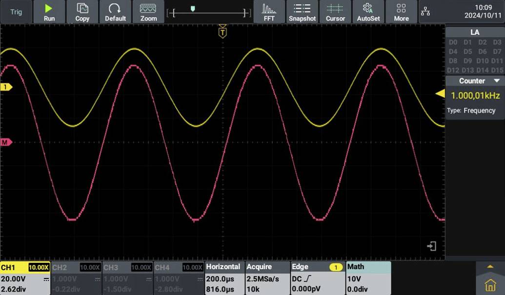 Oscilloscope numérique VOLTCRAFT DOV2504 LA 250 MHz 4 canaux 1.25 Géch/s 100 Mpts 12 bits mémoire numérique (DSO), analyseur de