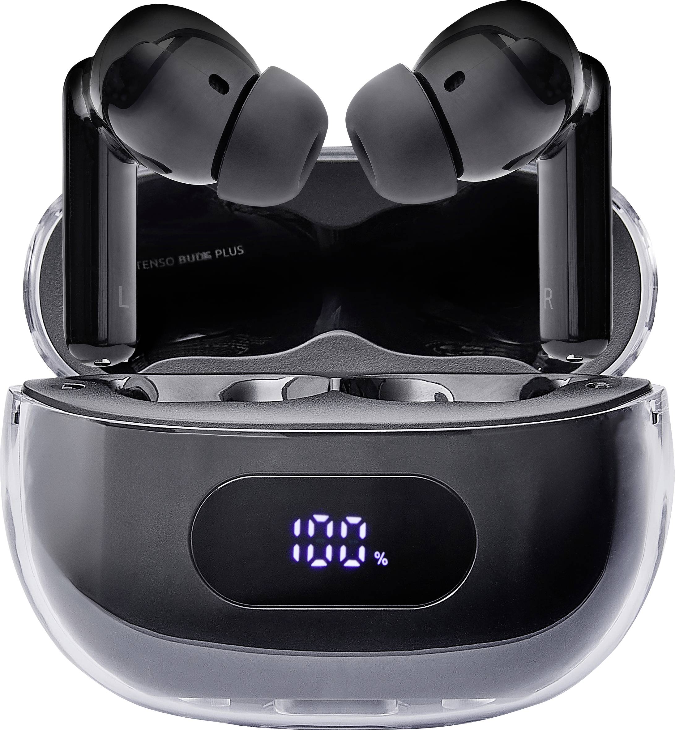 Intenso Buds Plus T310AE schwarz Oreillette Bluetooth Stereo noir Noise Cancelling boîtier de charge, affichage de la charge de
