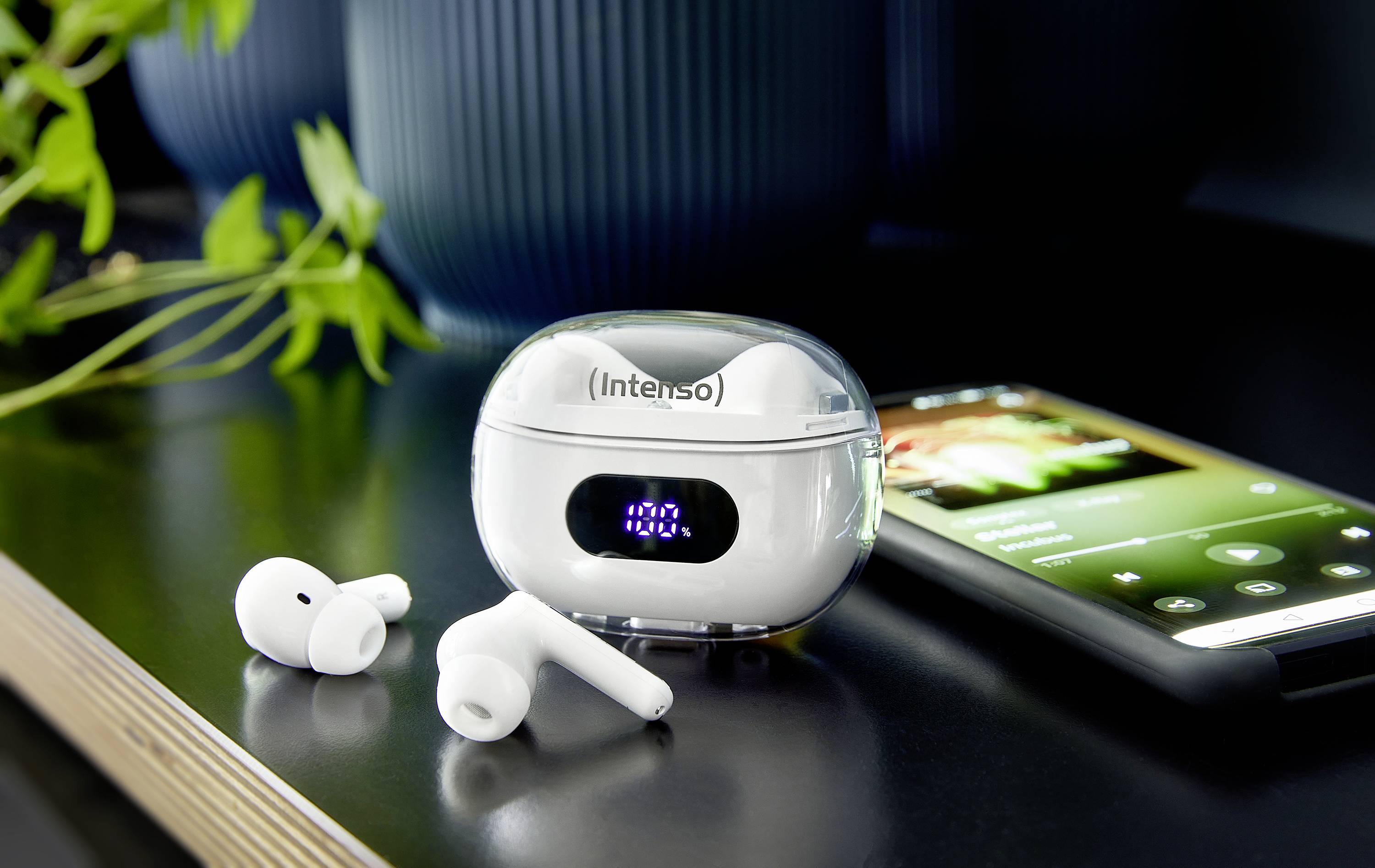 Intenso Buds Plus T312AE weiß Oreillette Bluetooth Stereo blanc Noise Cancelling téléphone portable