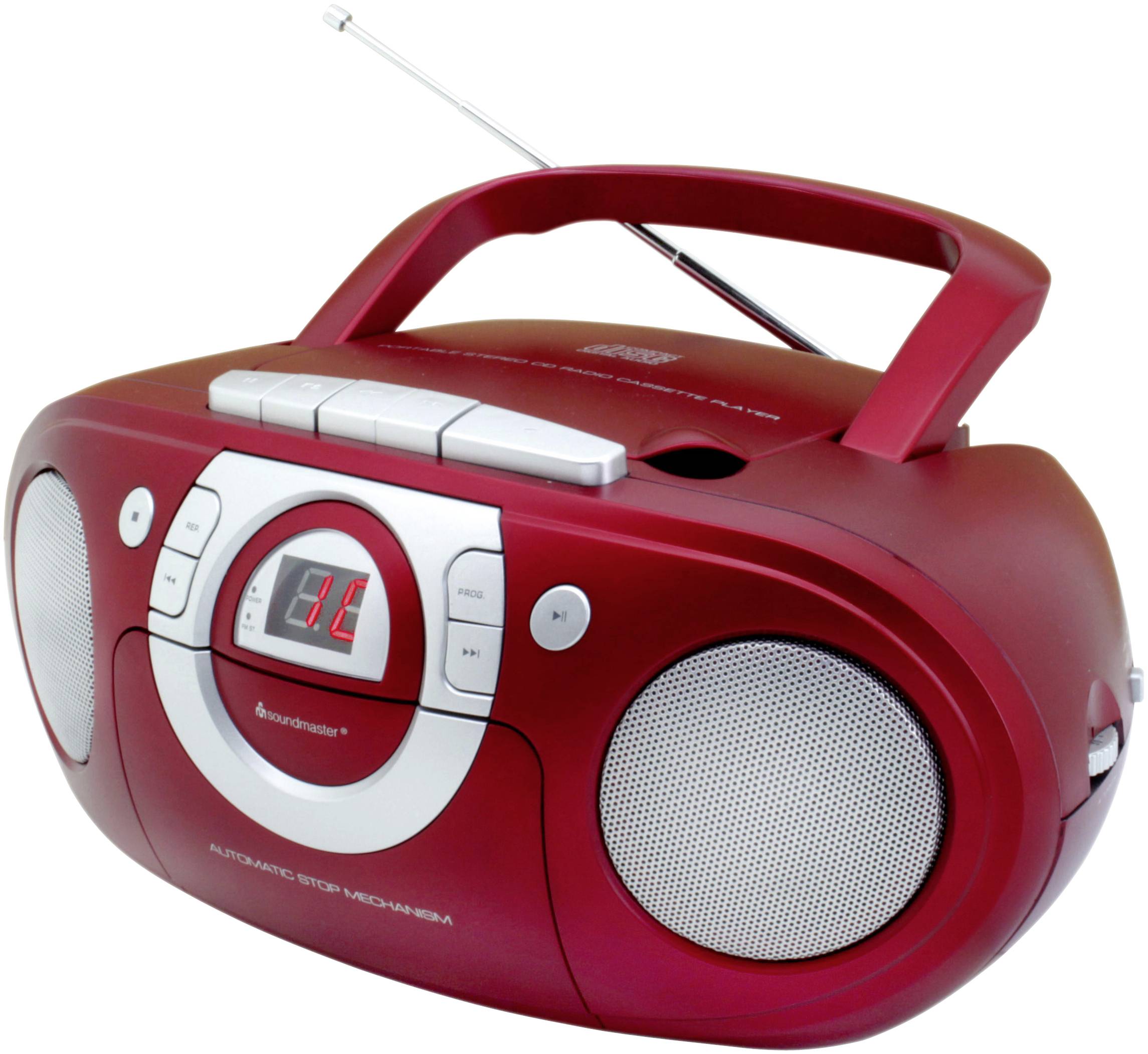 soundmaster SCD5100RO Radio-lecteur CD FM CD, AUX, Cassette, FM rouge foncé