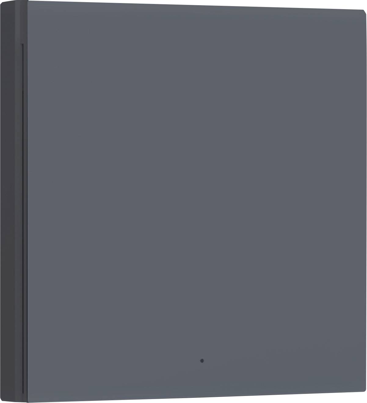 Un boîtier métallique rectangulaire gris foncé.