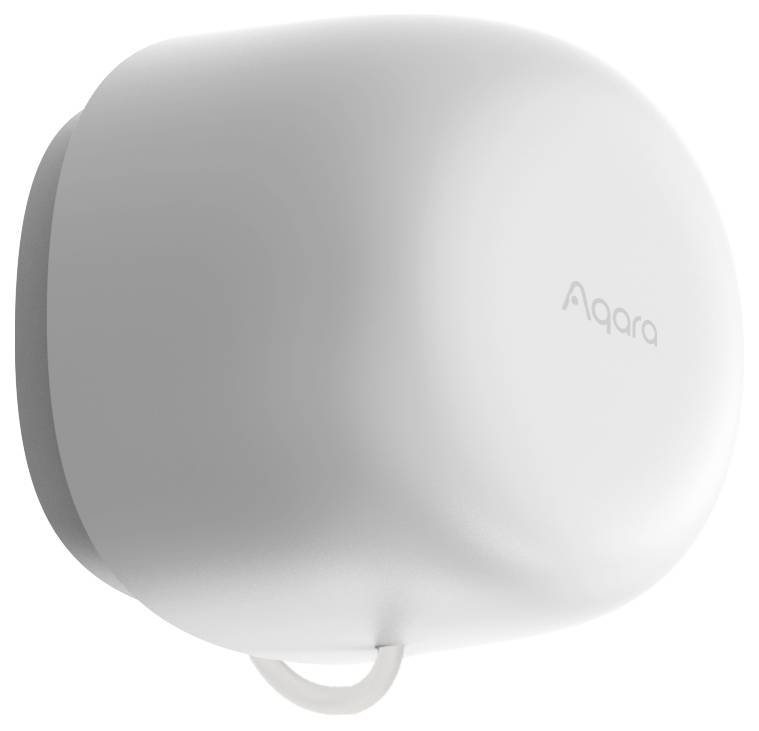 Un capteur de maison intelligente sans fil au design minimaliste et aux bords arrondis ; affichant le logo 'Aqara' sur sa face avant.