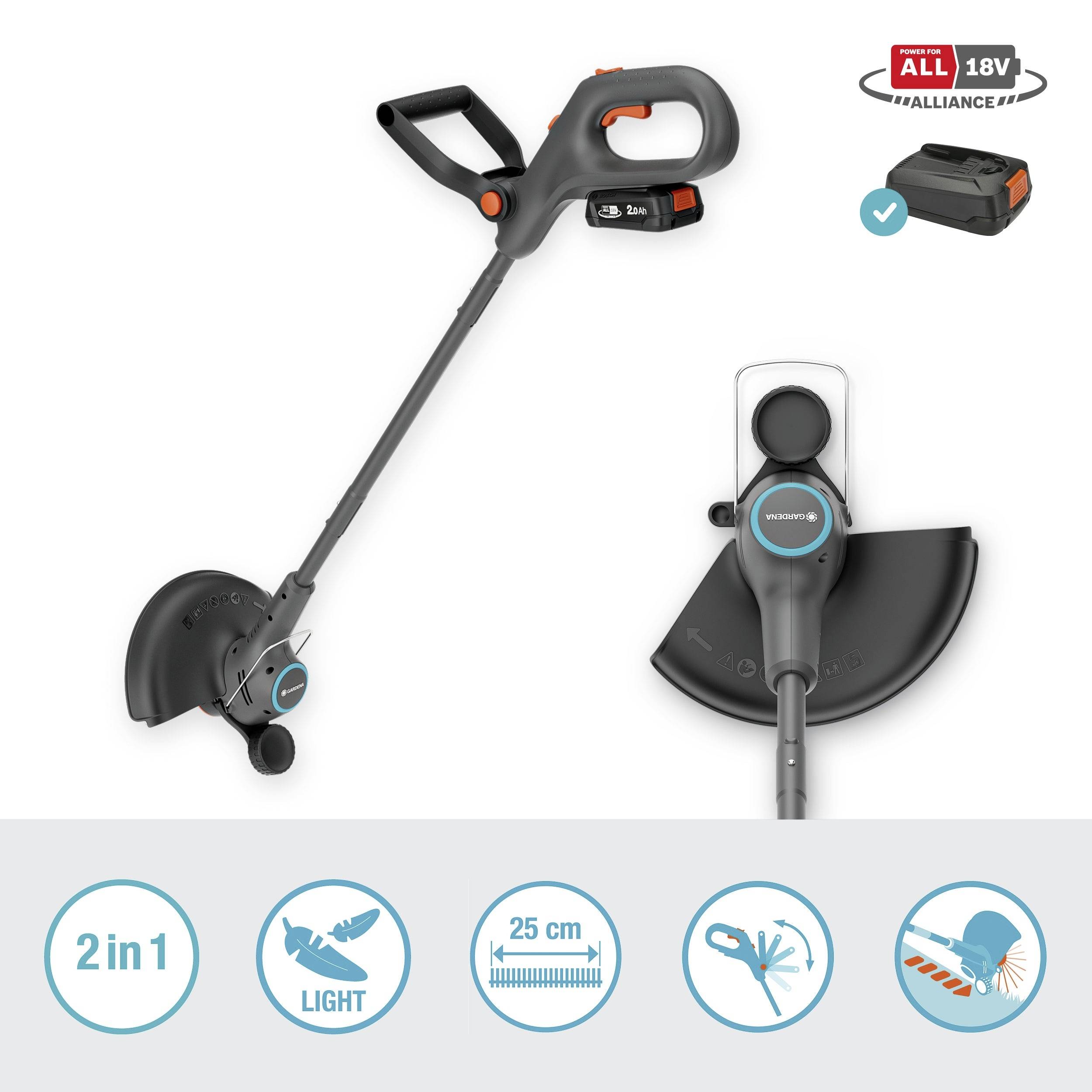 GARDENA sans fil Coupe-bordures sans fil 18 V 2.5 Ah Largeur de coupe (max.): 25 cm