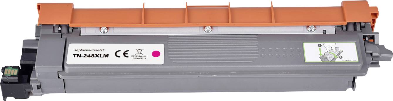 Cartouche de toner gris avec poignée orange, compatible avec le modèle TN-245XLM. Convient à l'utilisation sur certains modèles d'imprimantes.