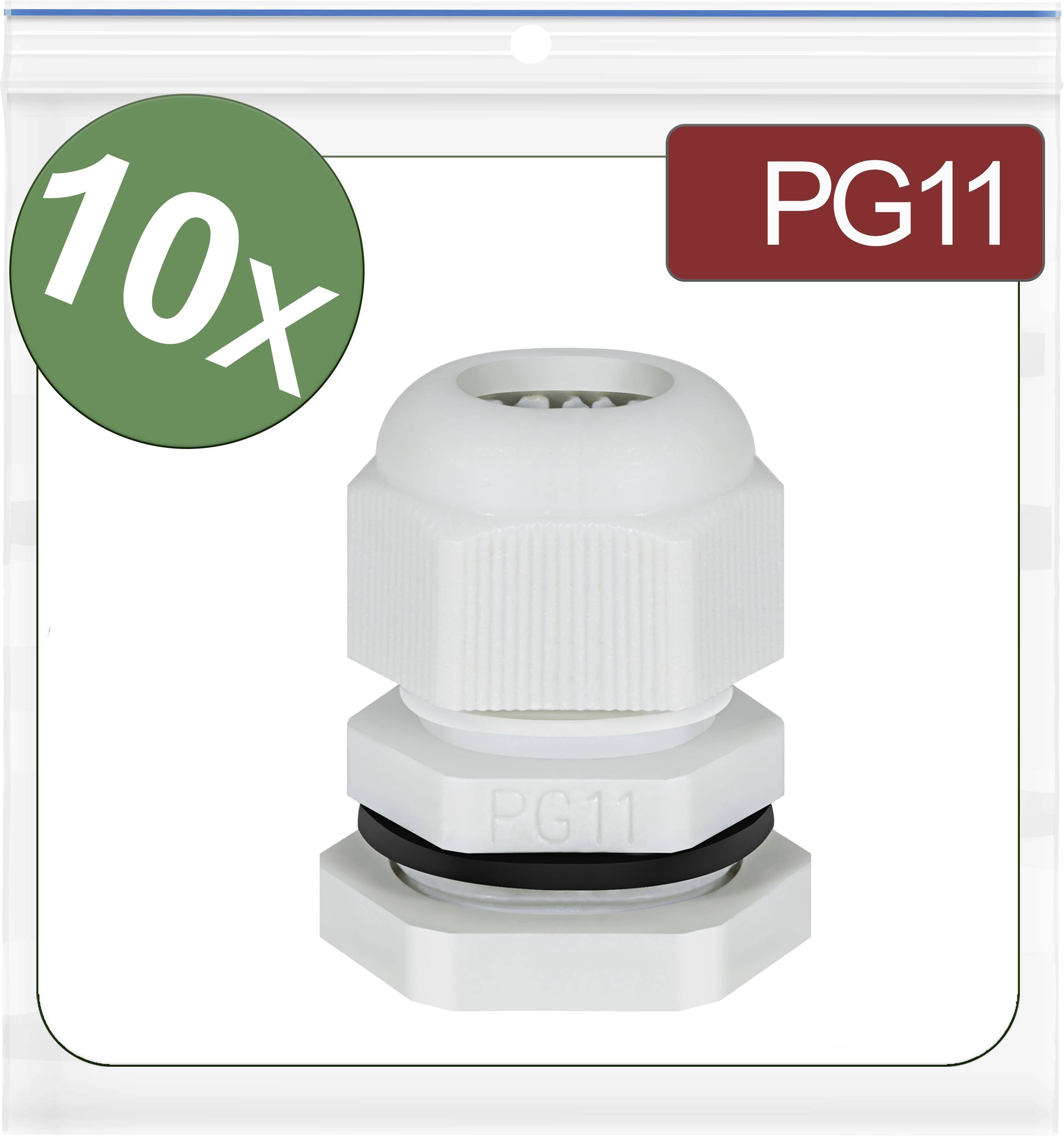 Quadrios 24CA393 Presse-étoupe PG11 Polyamide gris 10 pc(s)