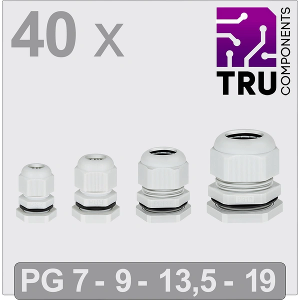 TRU COMPONENTS TC-13448356 Presse-étoupe Polyamide gris 40 pc(s) TRU COMPONENTS TC-13448356 Presse-étoupe Polyamide gris 40 pc(s)