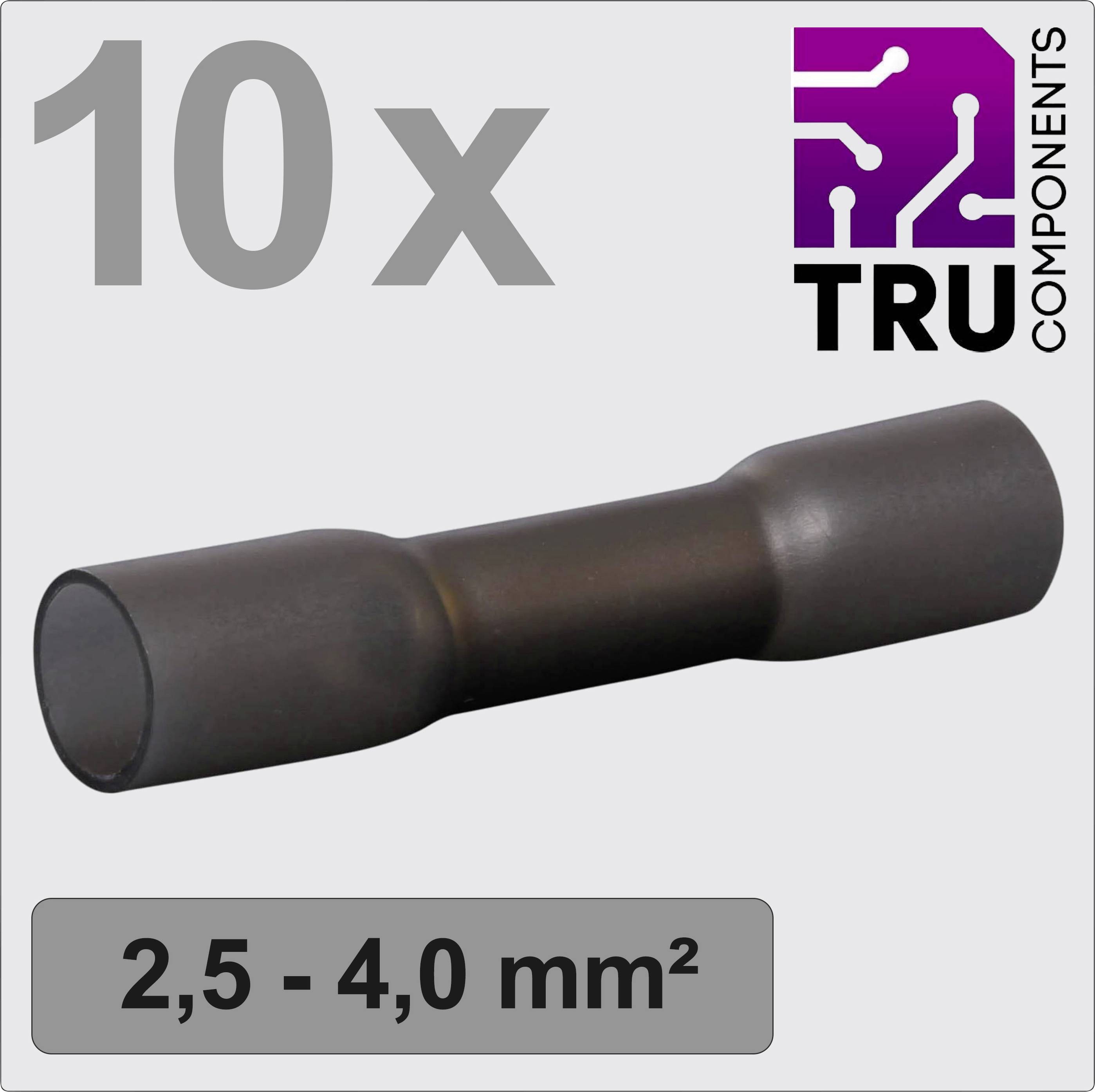 10 gaines thermorétractables noires de TRU COMPONENTS, adaptées pour des sections de câble de 2,5 à 4,0 mm².
