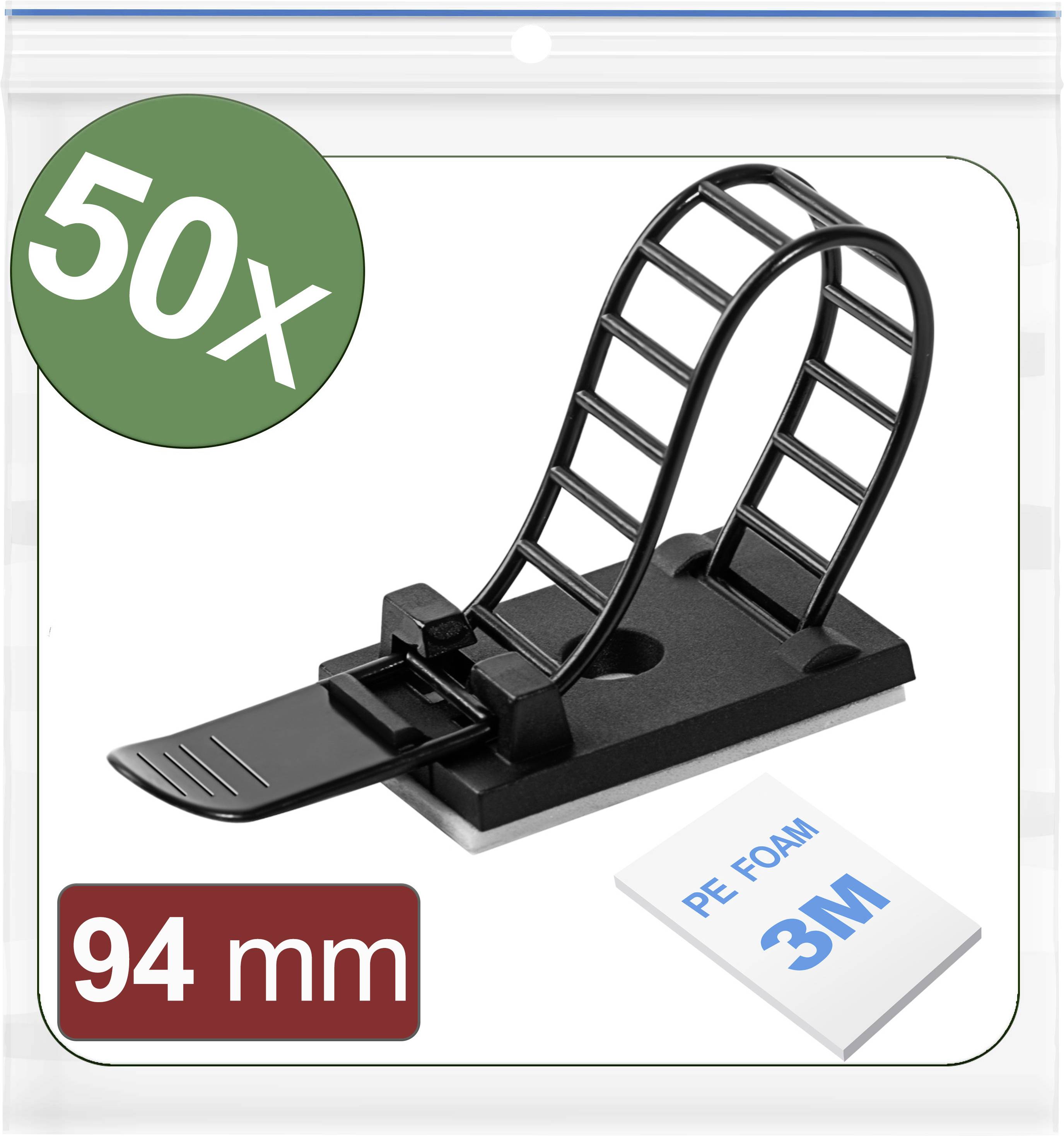 Quadrios 24CA444 Embase de fixation autocollant, vissable 24CA444 noir 50 pc(s)