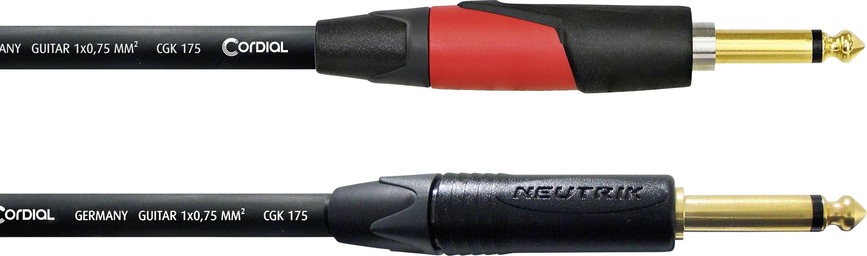 Câble de raccordement Cordial 11224 Jack instruments [1x Jack mâle 6,3 mm (mono) - 1x Jack mâle 6,3 mm (mono)] 6 m noir