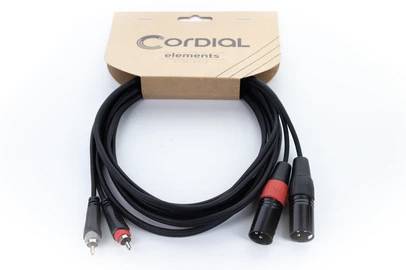 Cordial EU 3 MC XLR Câble de liaison [2x XLR mâle 3 pôles - 2x Cinch-RCA mâle] 3 m noir