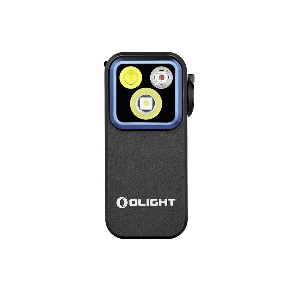 Un gadget lampe de poche rectangulaire doté d'un éclairage principal lumineux et de trois petites lumières, idéal pour les activités de plein air.