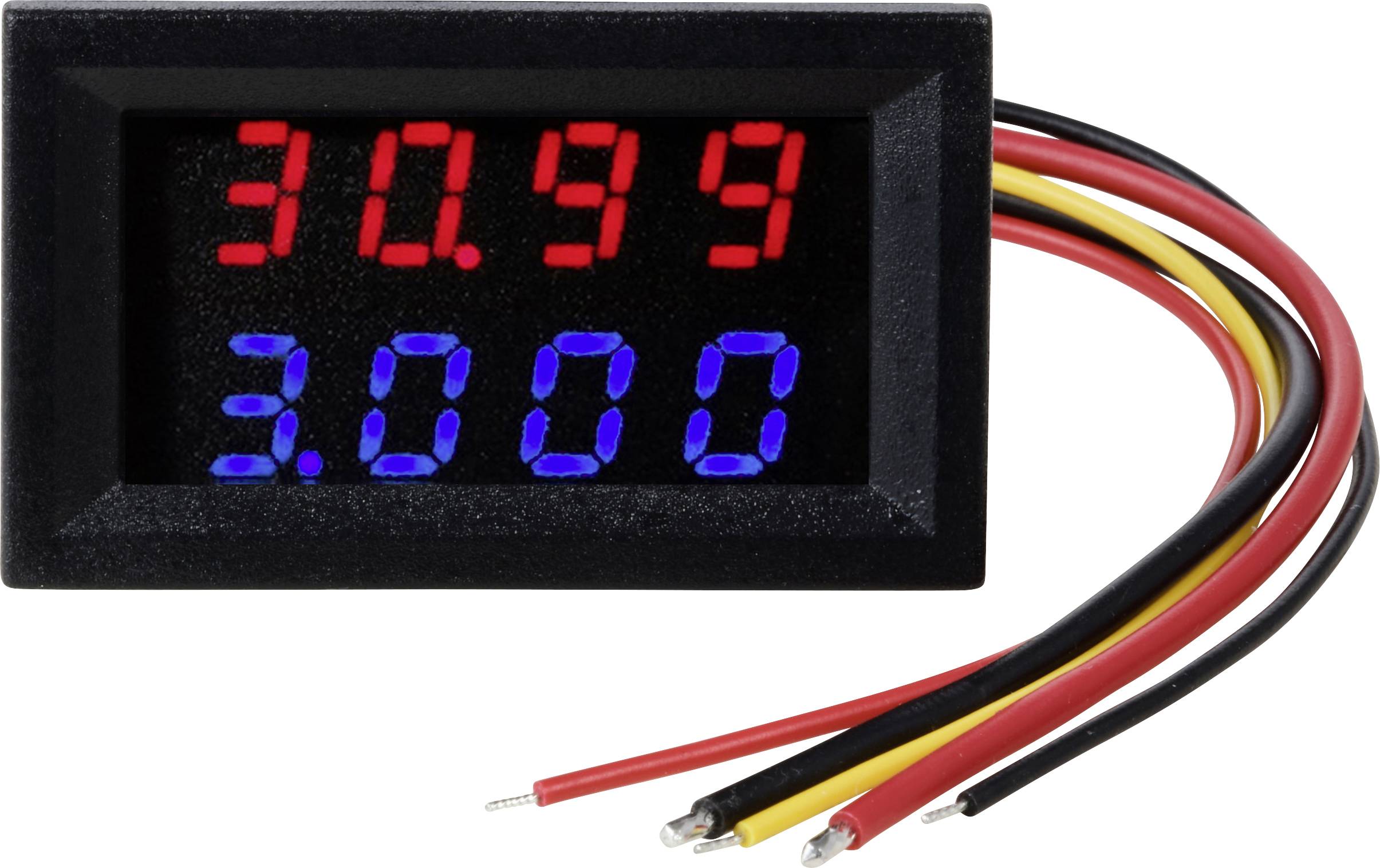 TRU COMPONENTS TC-AMVL4D-RED/BLUE Appareil de mesure numérique à encastrer