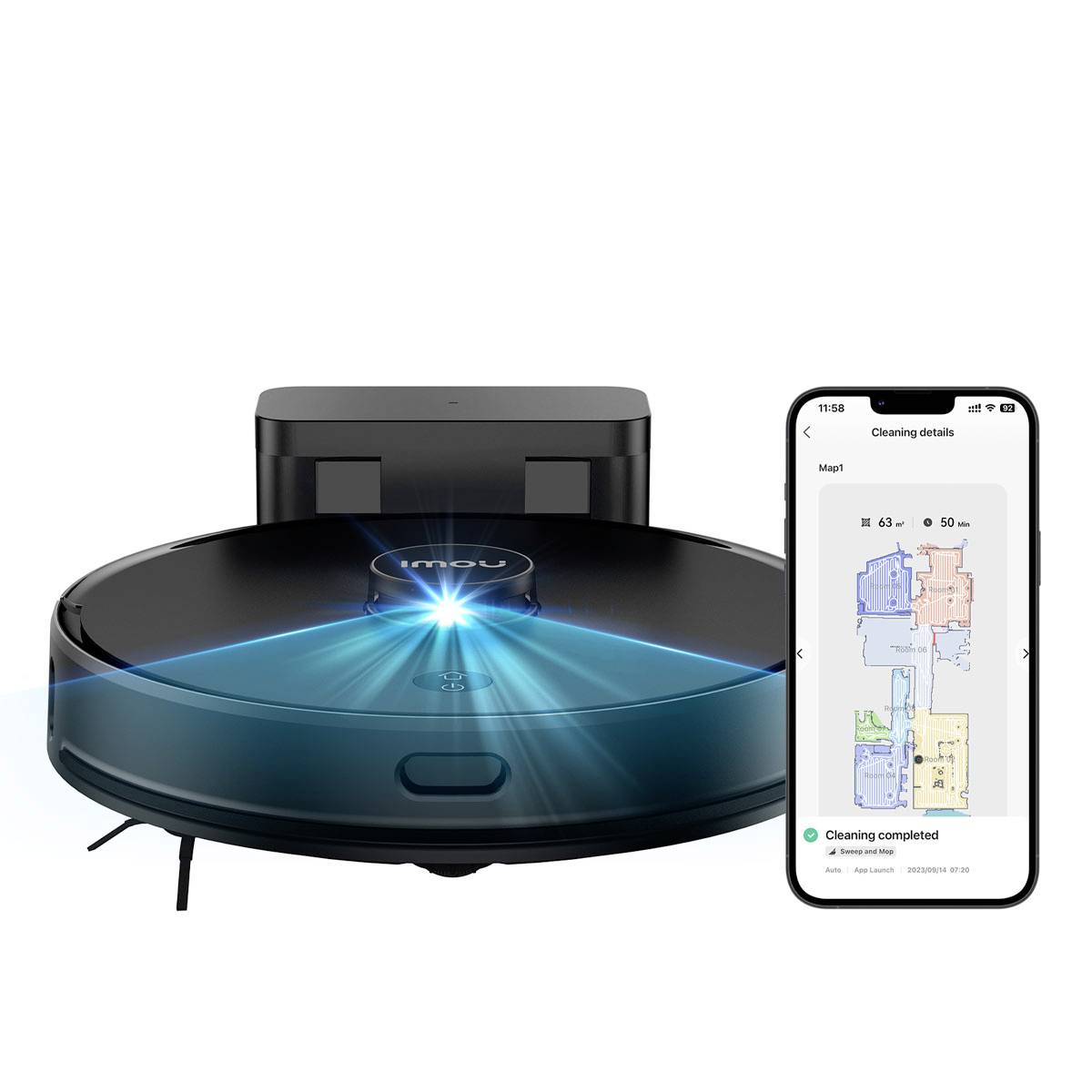 IMOU RV1 Robot aspirateur et nettoyeur noir