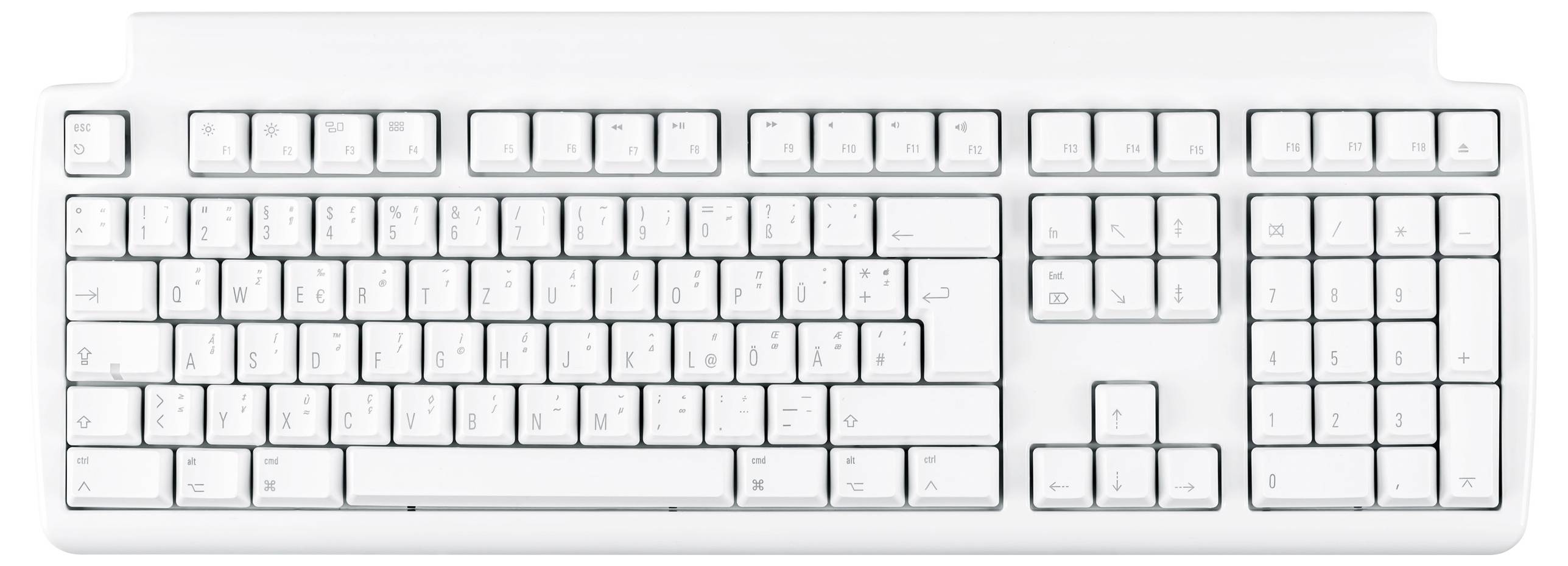 Matias FK302-DE Tactile Pro USB Clavier allemand, QWERTZ, Mac blanc hub USB, câble amovible