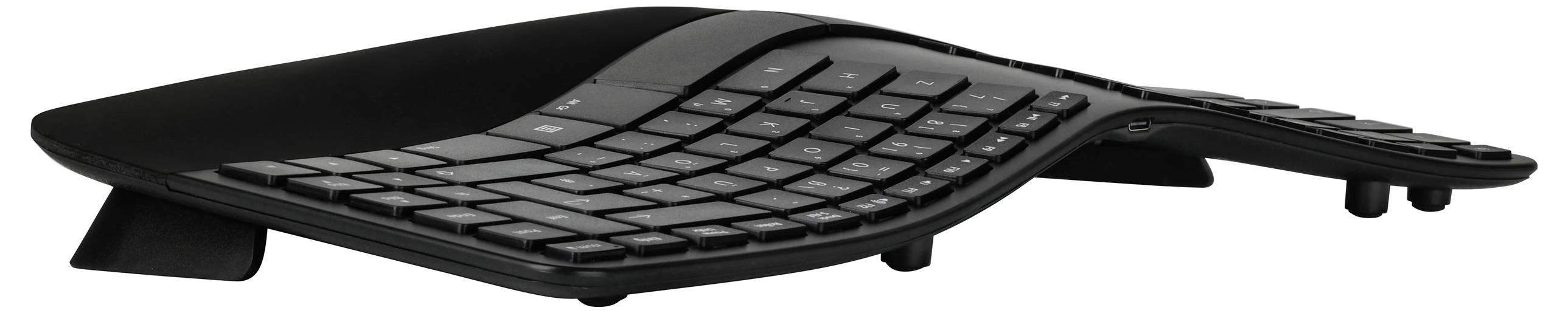 Matias FK413PCD-DE Sculpted Ergonomic Rechargeable Keyboard sans fil Clavier allemand, QWERTZ noir ergonomique