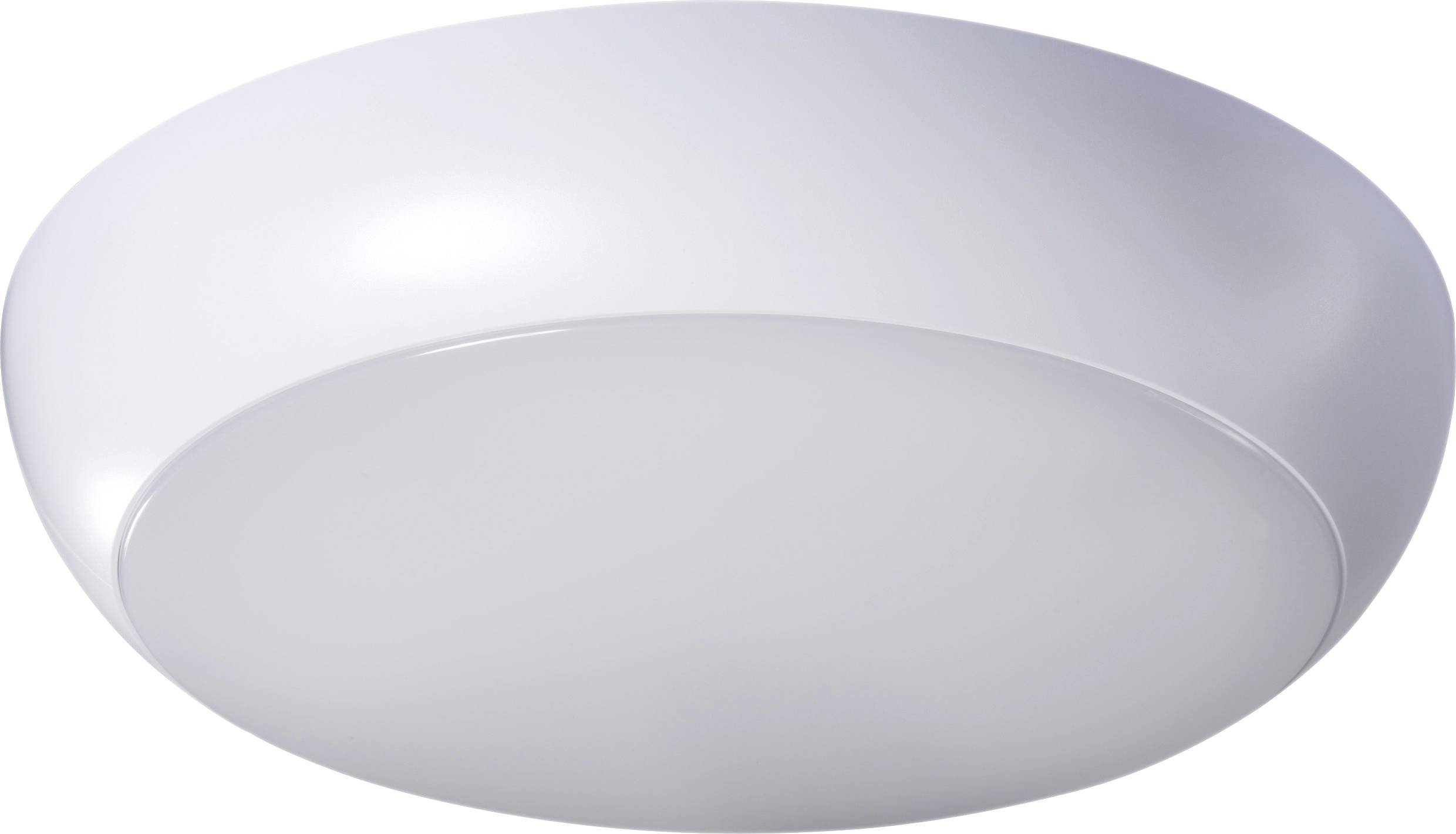 Plafonnier LED circulaire blanc au design lisse et moderne, adapté aux espaces intérieurs contemporains.
