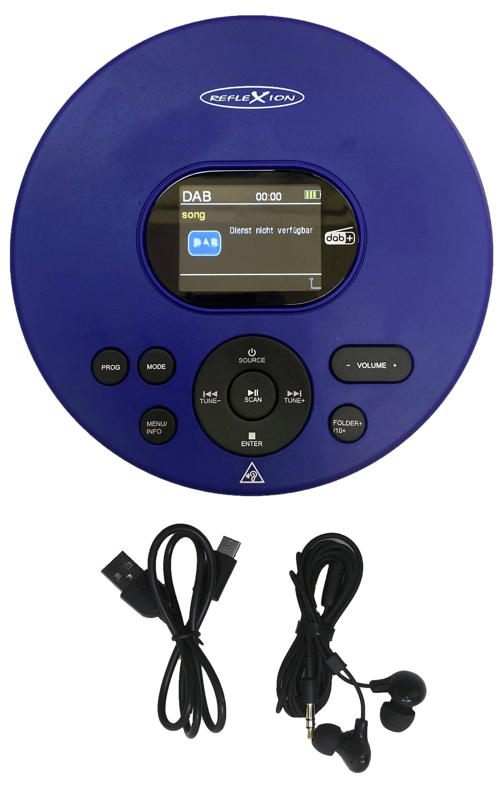 Lecteur CD portable Reflexion PCD540DAB/BL CD, CD-R, CD-RW, MP3 bleu