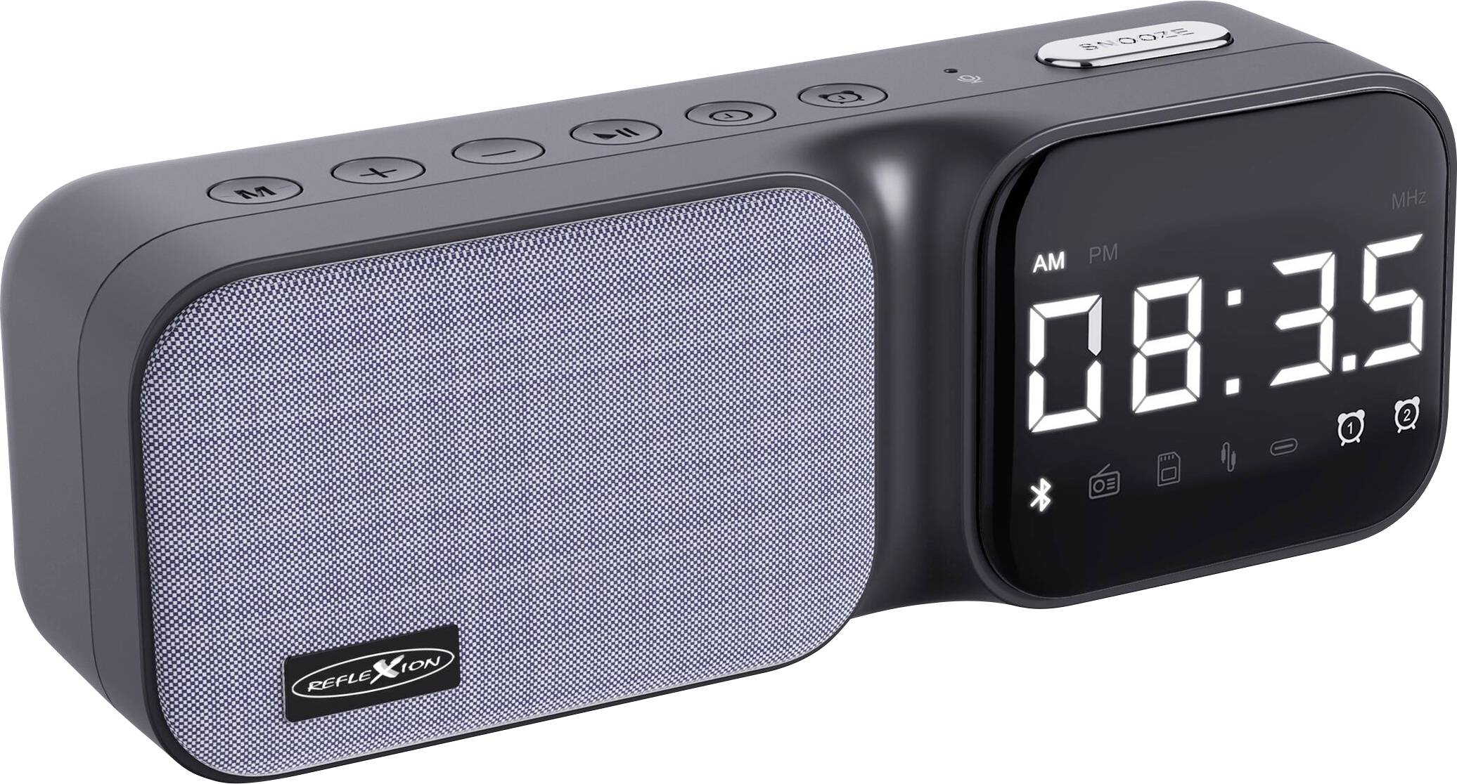 Reflexion CLR24BT Radio-réveil FM réception radio, USB, Bluetooth, AUX, SD fonction de charge de la batterie, fonction réveil