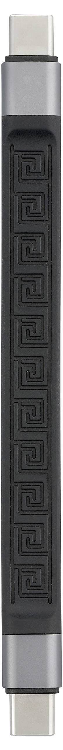 Boîtier USB noir avec plusieurs petits segments rectangulaires le long de sa surface.