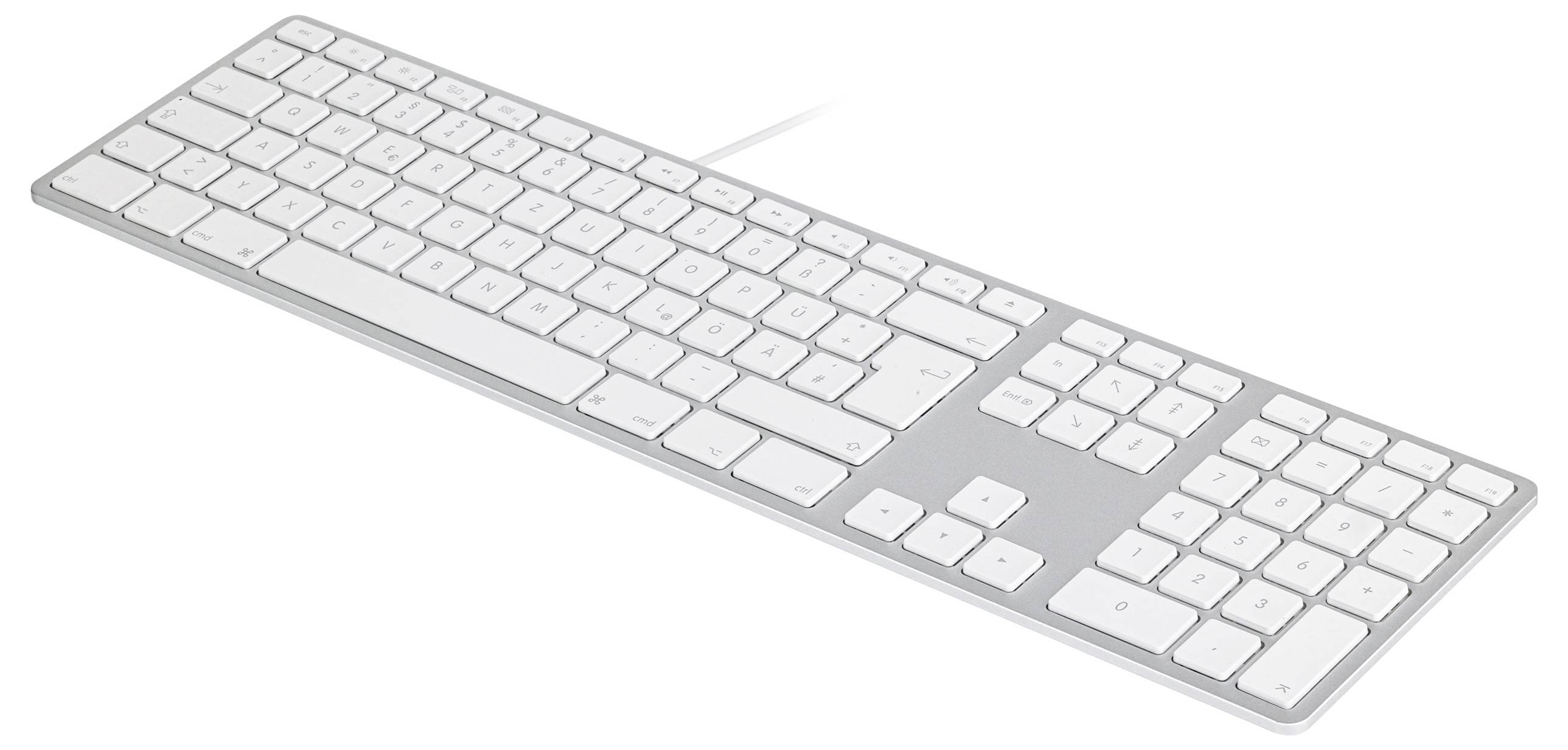 Matias FK318S-DE Wired Aluminium Keyboard for Mac USB Clavier allemand, QWERTZ, Mac argent